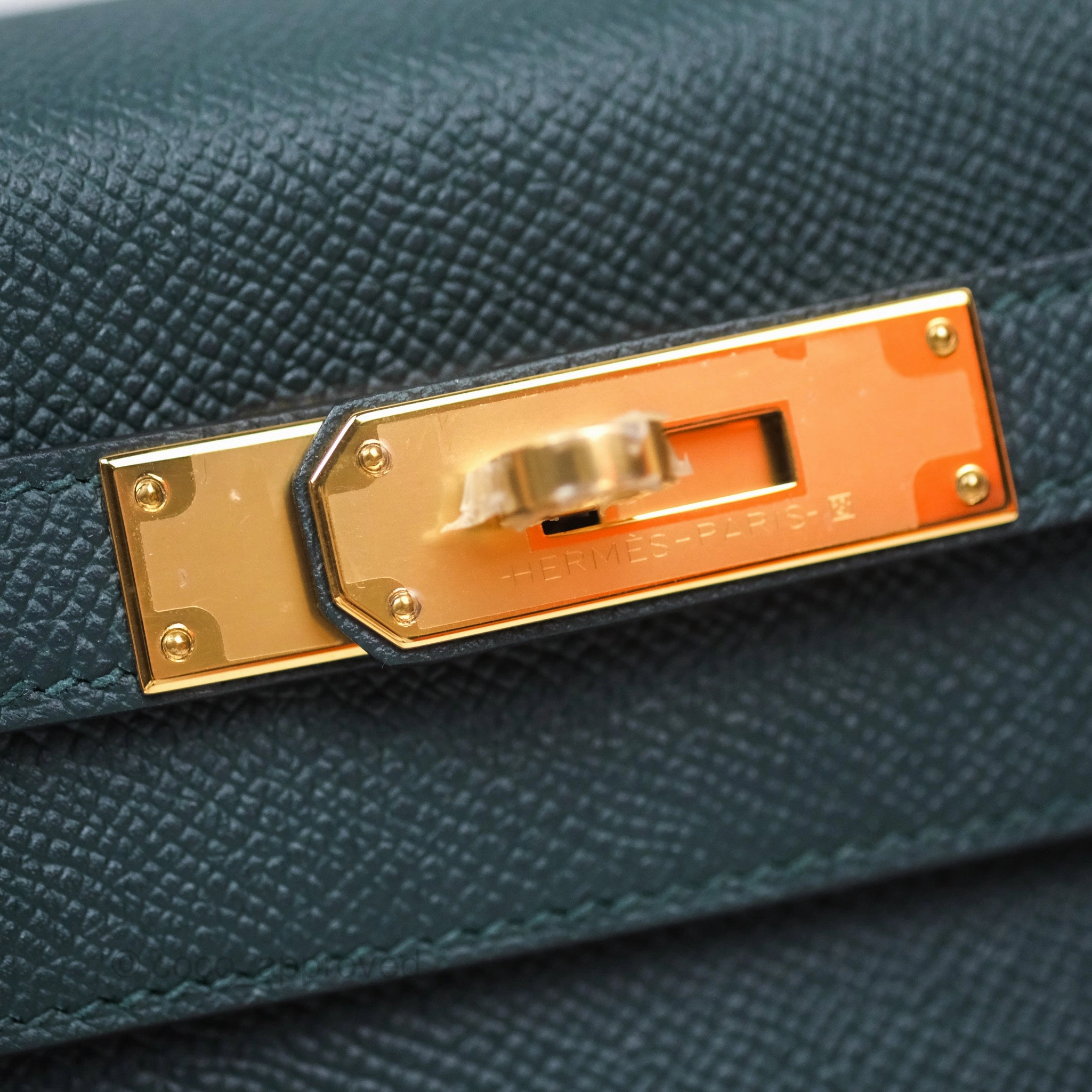 Herms Kelly II 28 Sellier Vert Cypress 6O Veau Epsom Gold Hardware