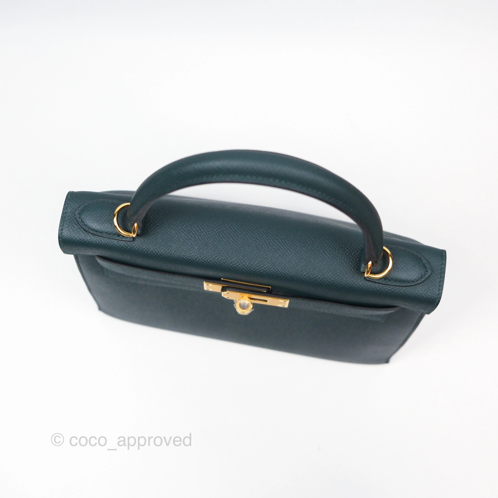 Herms Kelly II 28 Sellier Vert Cypress 6O Veau Epsom Gold Hardware