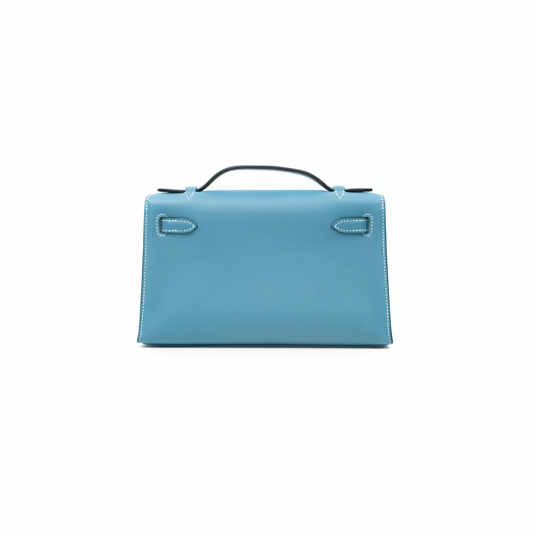 Herms Kelly Mini Pochette Bleu Jean Swift Gold Hardware