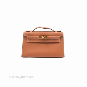 Herms Kelly Mini Pochette Gold Swift Gold Hardware
