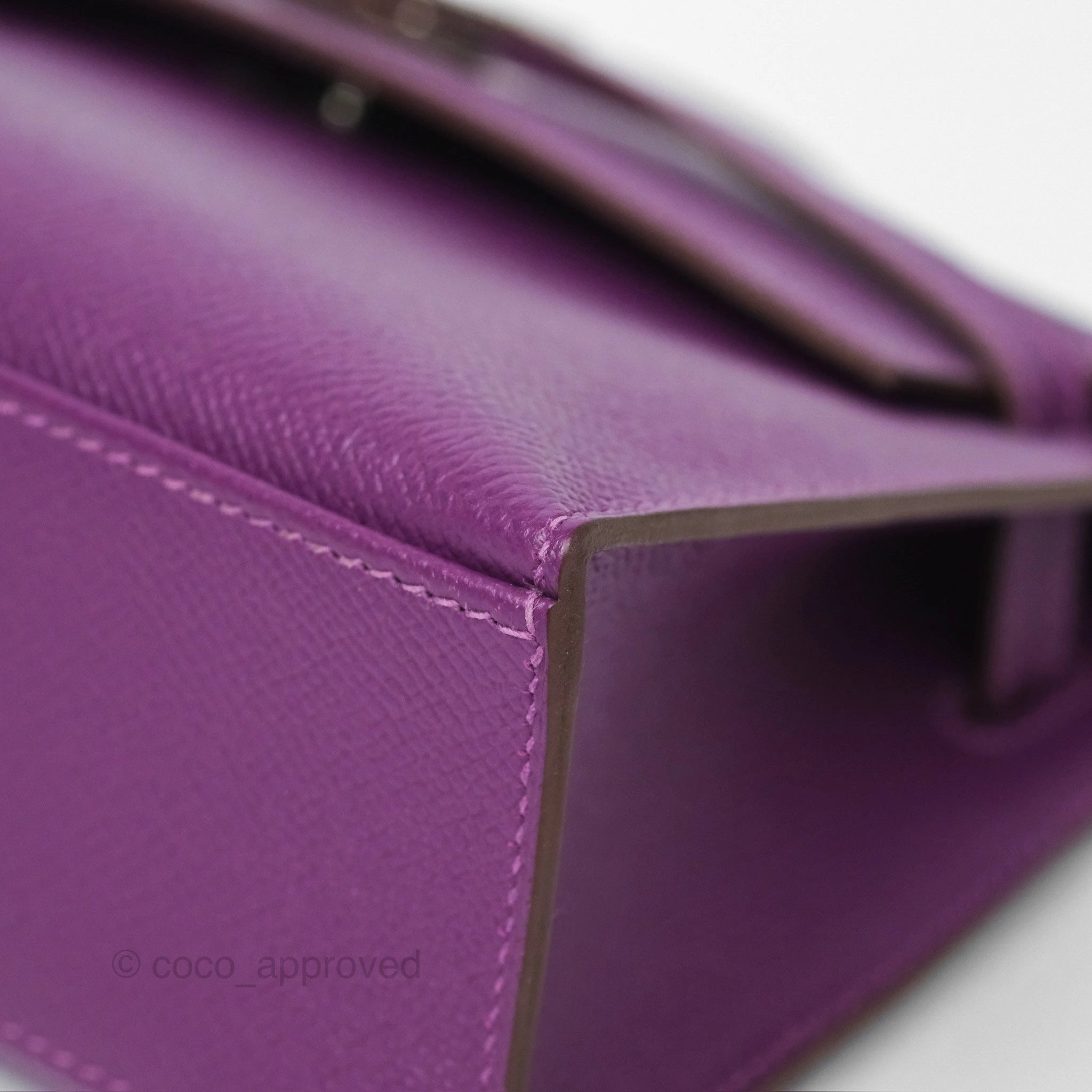 Herms Kelly Pochette Clutch Anemone Epsom Palladium Hardware