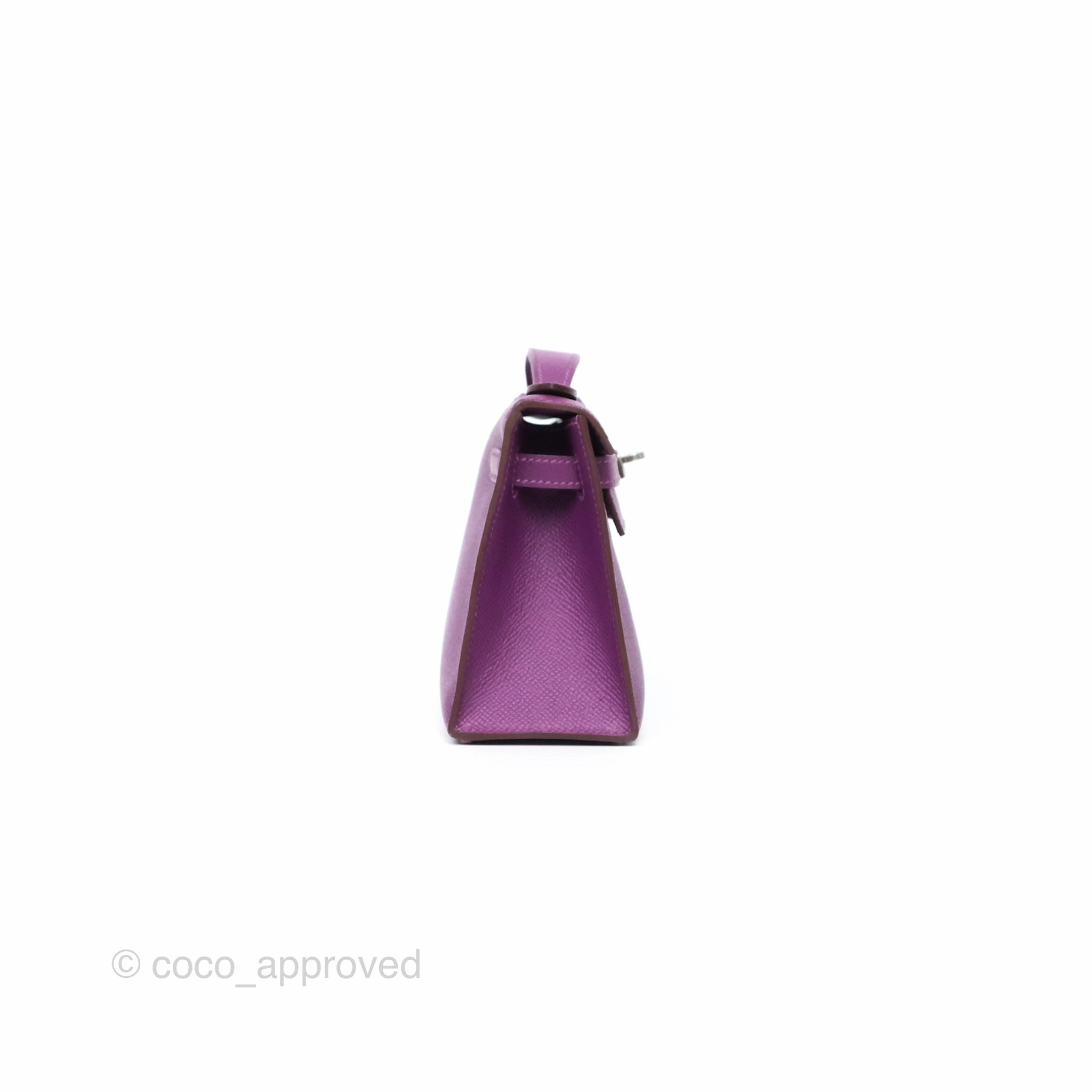 Herms Kelly Pochette Clutch Anemone Epsom Palladium Hardware