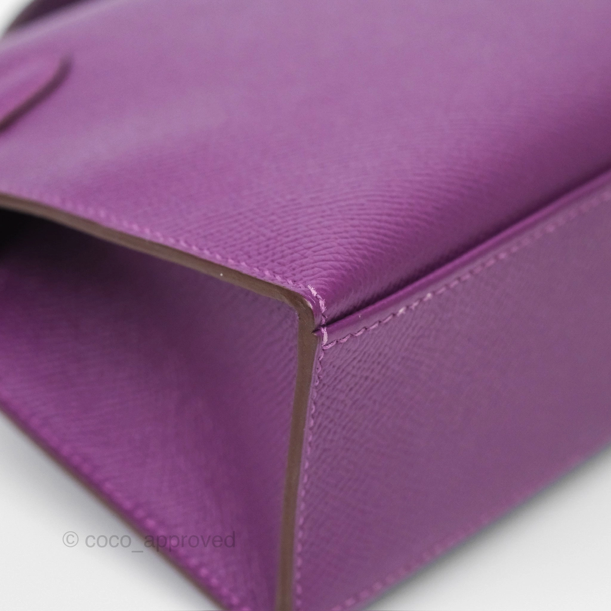 Herms Kelly Pochette Clutch Anemone Epsom Palladium Hardware