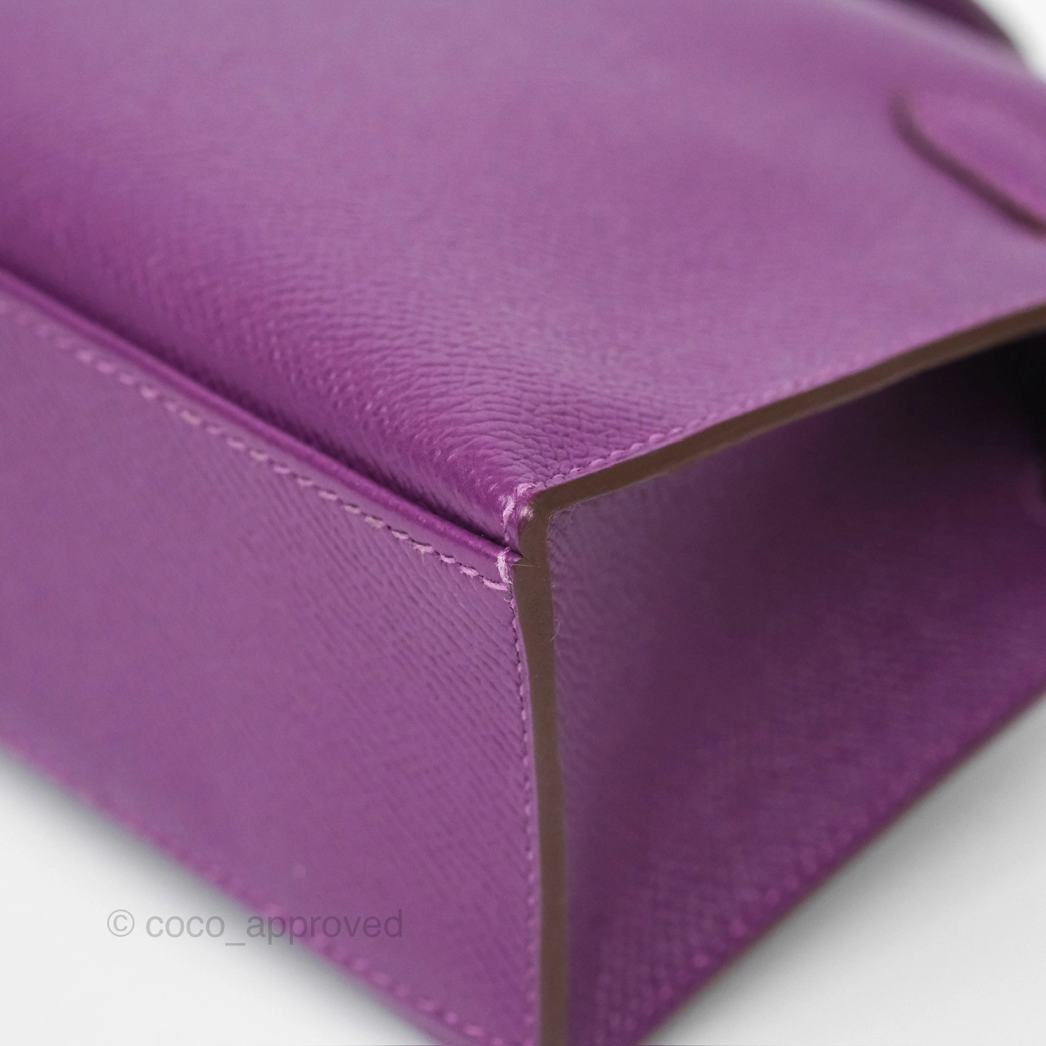 Herms Kelly Pochette Clutch Anemone Epsom Palladium Hardware