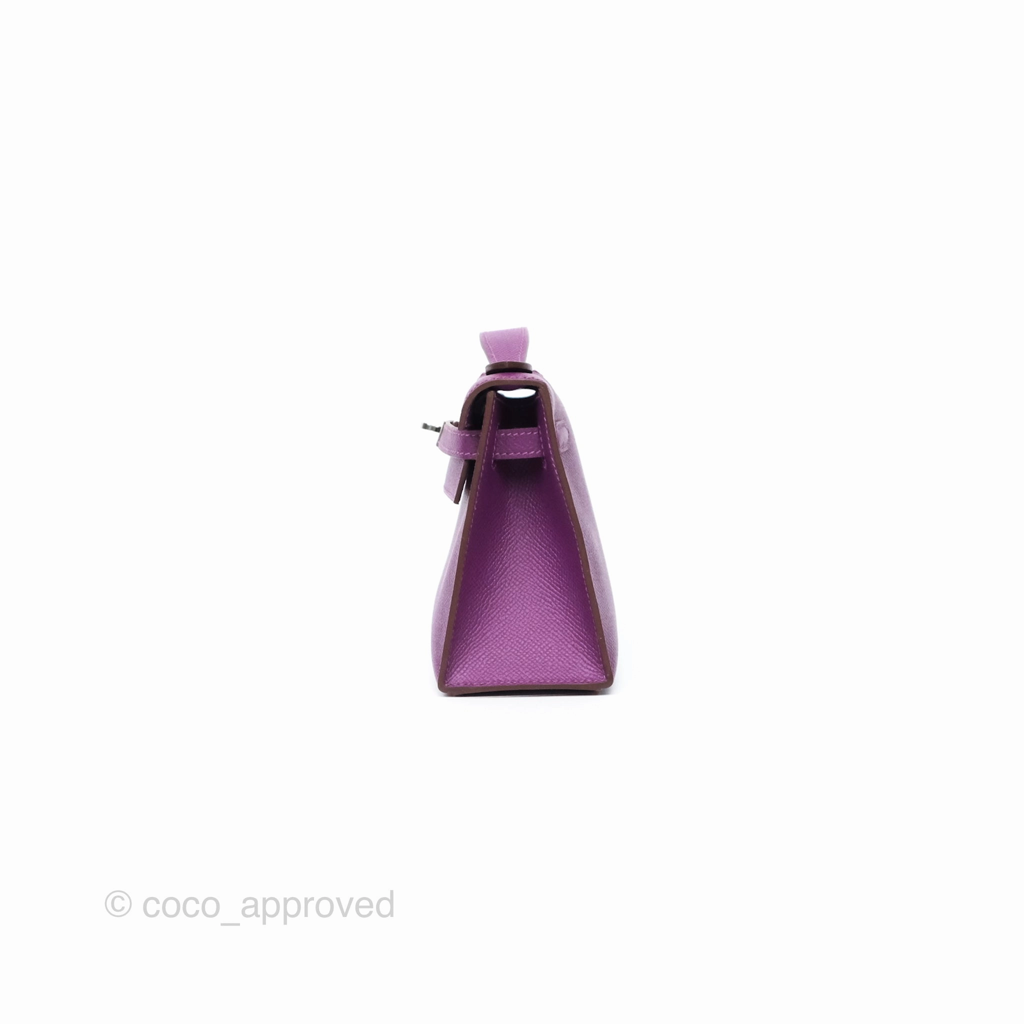 Herms Kelly Pochette Clutch Anemone Epsom Palladium Hardware