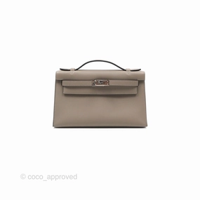Herms Kelly Pochette Clutch HSS Gris Asphalte M8/ Noir 89 Palladium Hardware