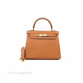 Herms Kelly Retourne 25 Gold Togo Gold Hardware