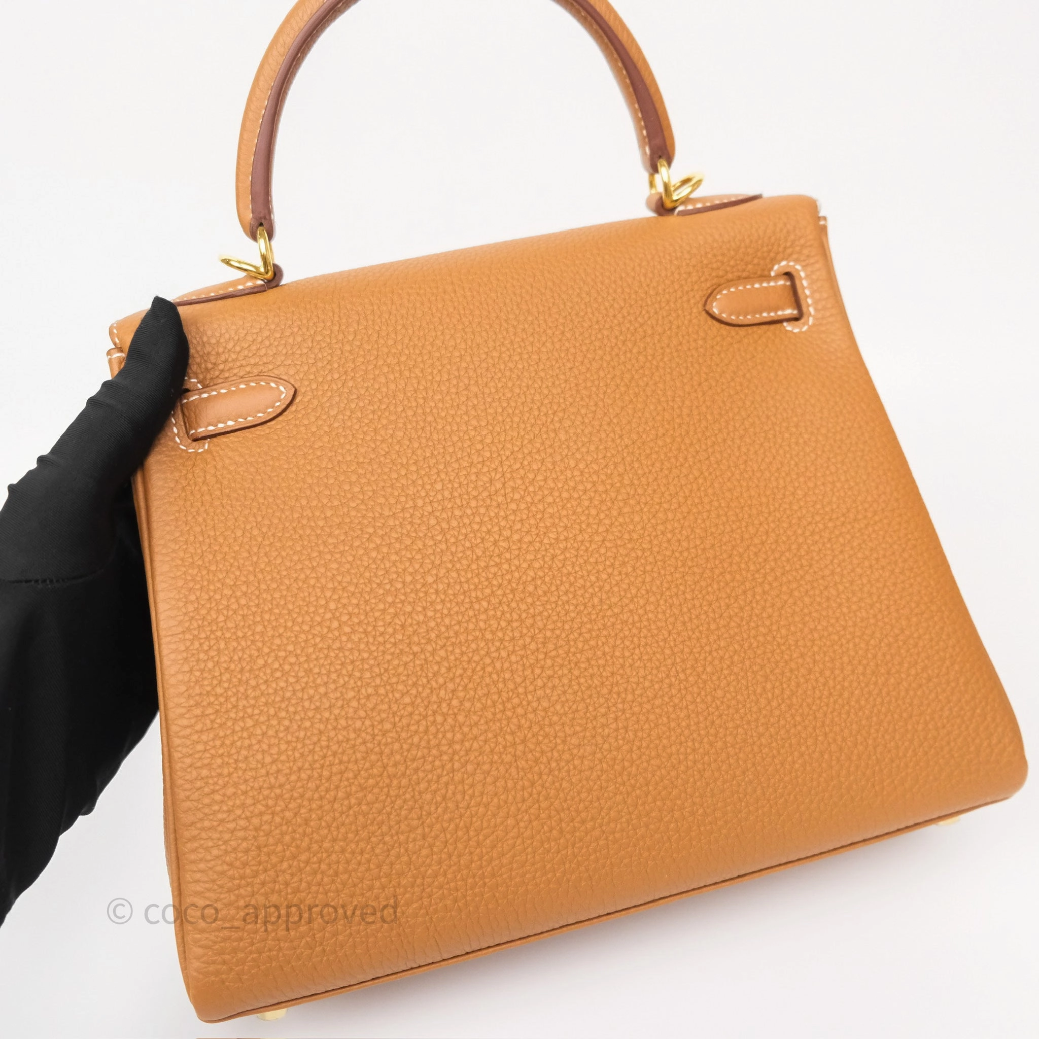 Herms Kelly Retourne 25 Gold Togo Gold Hardware
