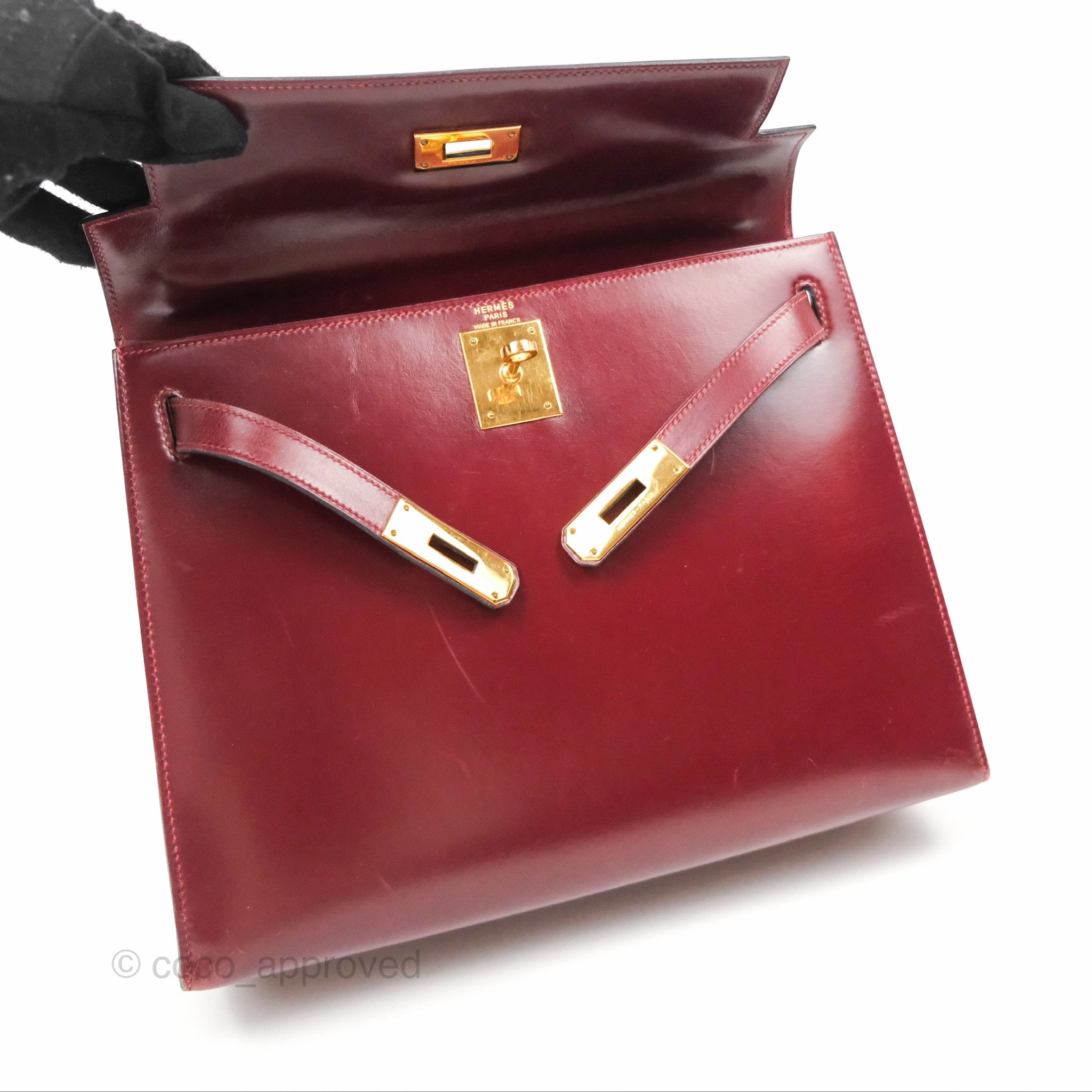 Herms Kelly Sellier 28 Box Rouge Gold Hardware