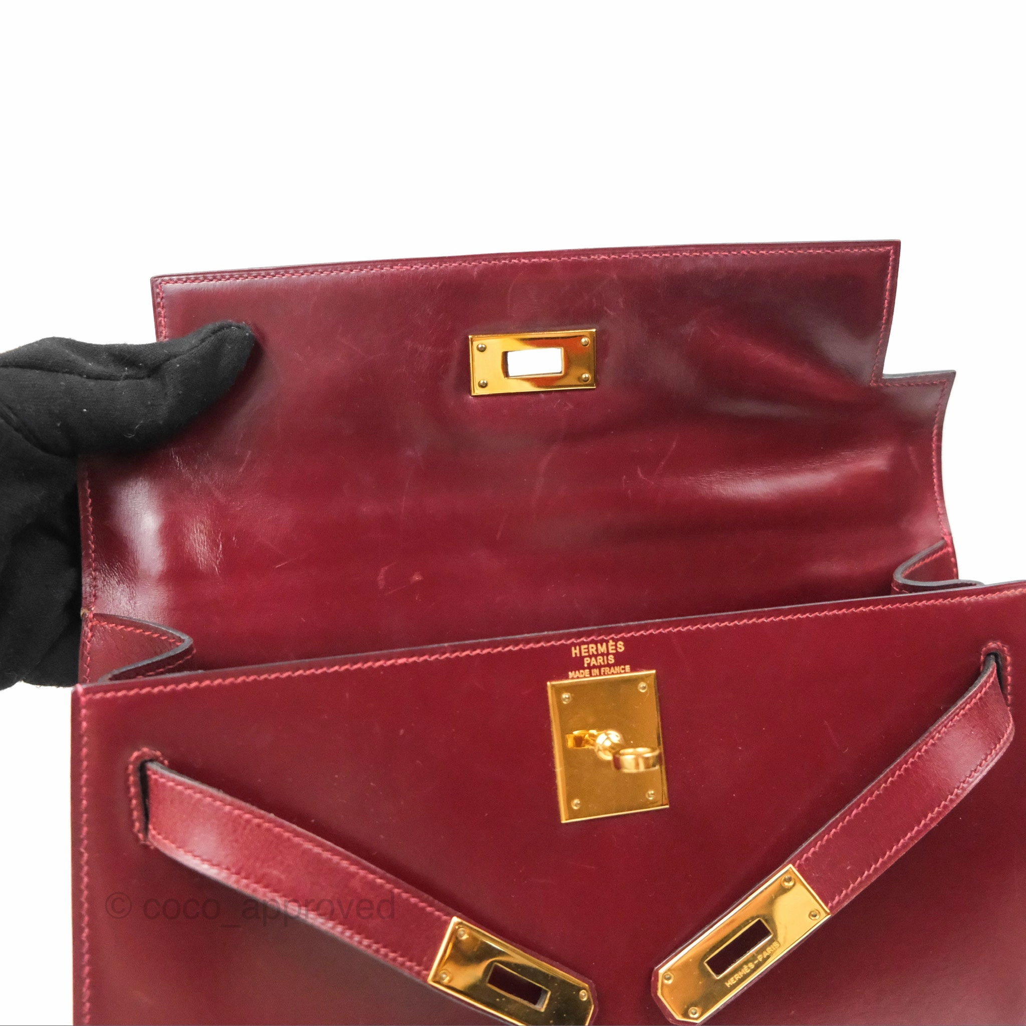 Herms Kelly Sellier 28 Box Rouge Gold Hardware