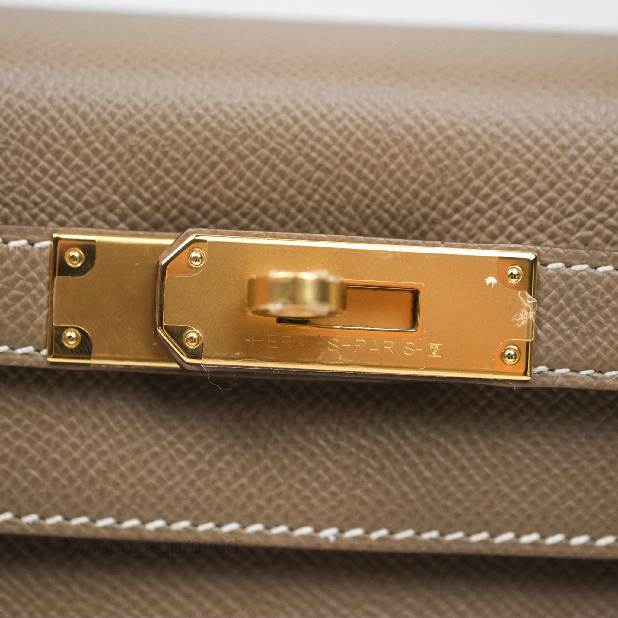Herms Kelly Sellier 28 Etoupe 18 Epsom Gold Hardware