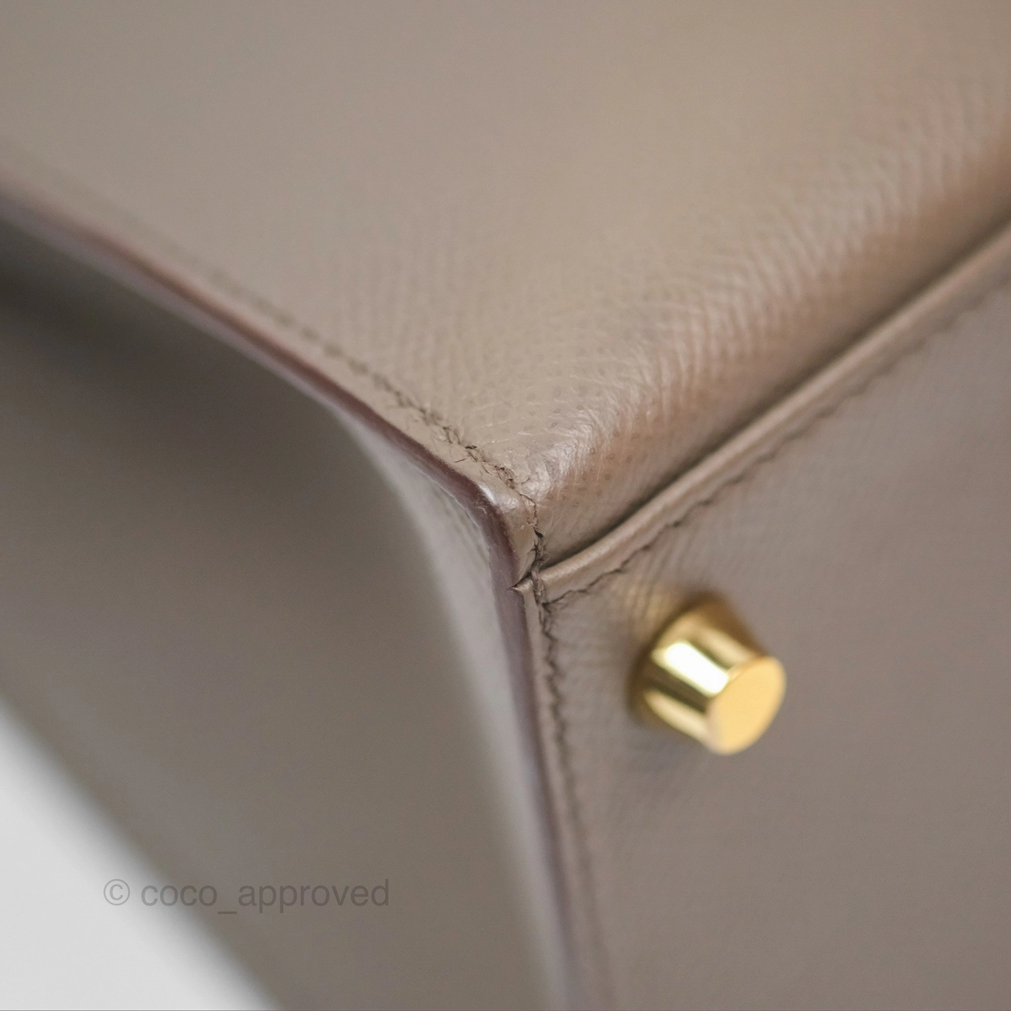 Herms Kelly Sellier 28 Gris Etain 8F Epsom Gold Hardware