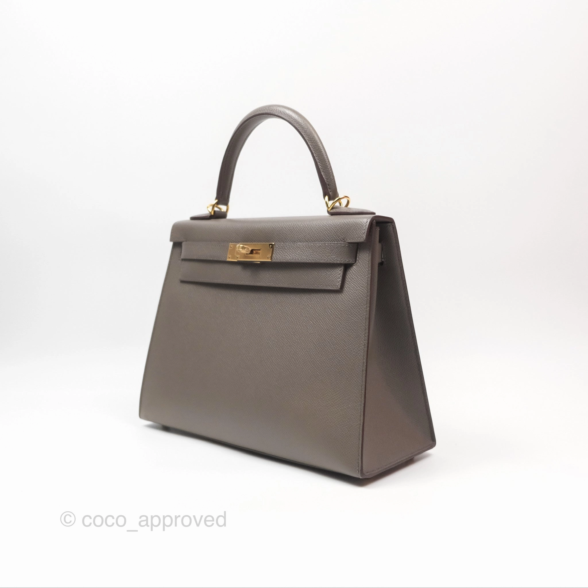 Herms Kelly Sellier 28 Gris Etain 8F Epsom Gold Hardware