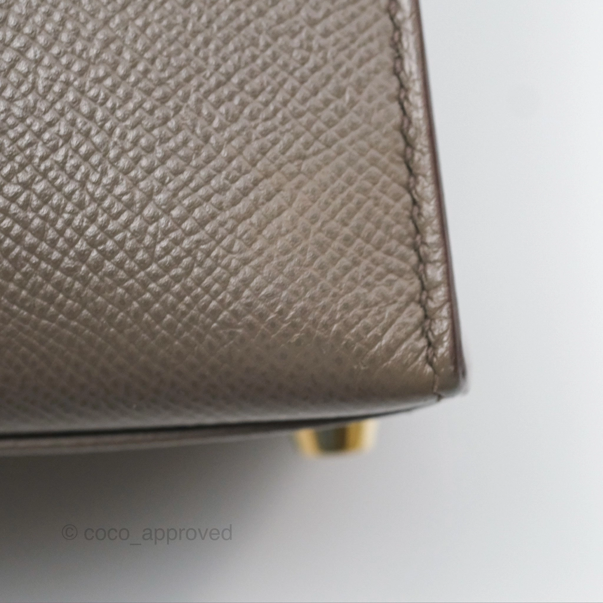 Herms Kelly Sellier 28 Gris Etain 8F Epsom Gold Hardware
