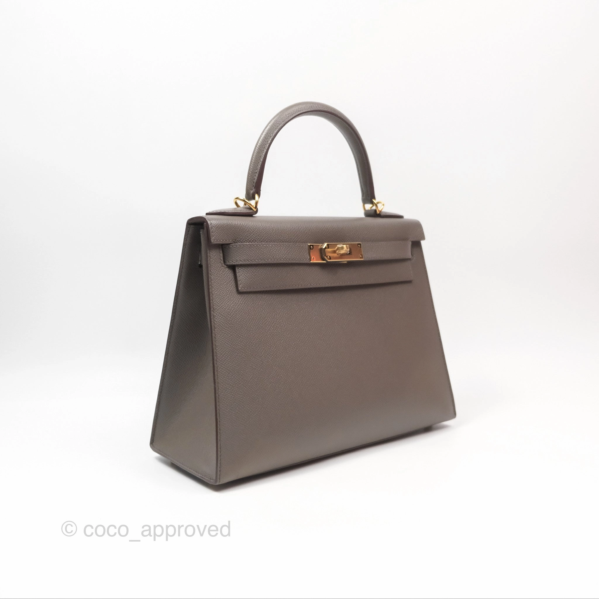 Herms Kelly Sellier 28 Gris Etain 8F Epsom Gold Hardware