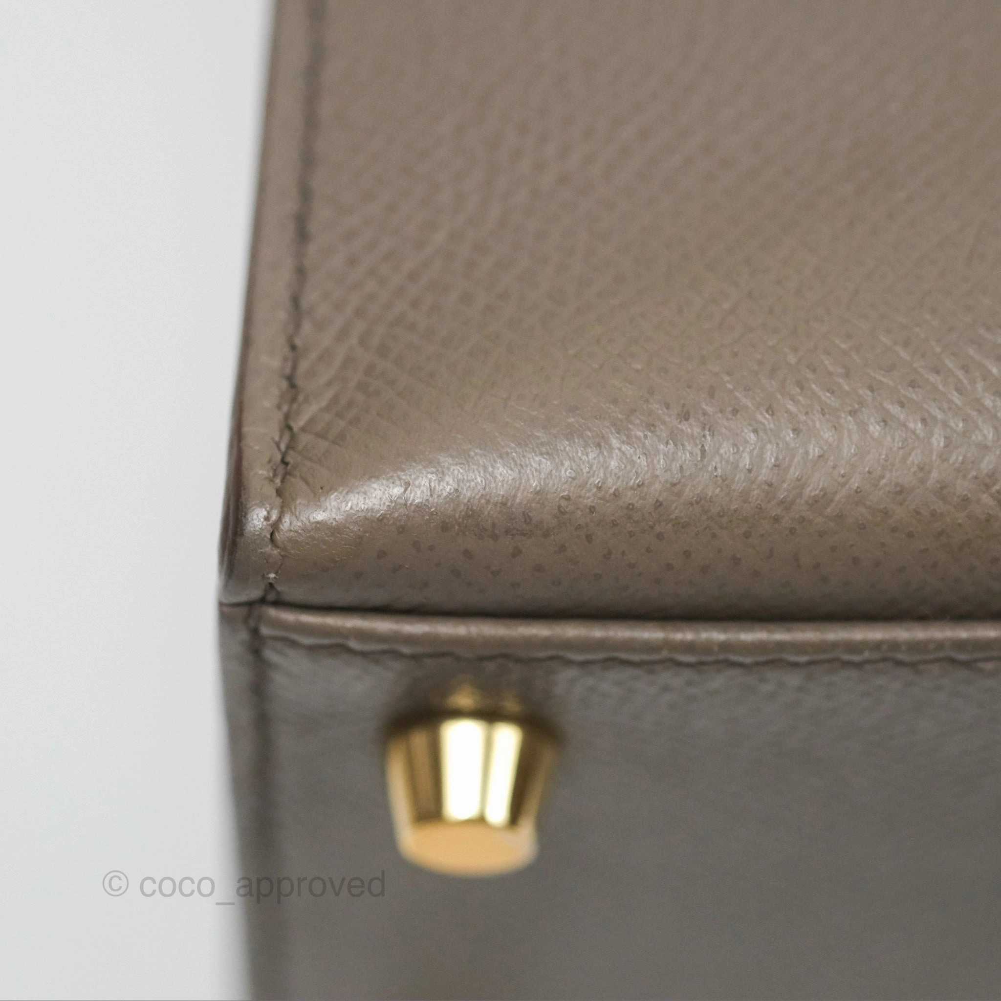 Herms Kelly Sellier 28 Gris Etain 8F Epsom Gold Hardware