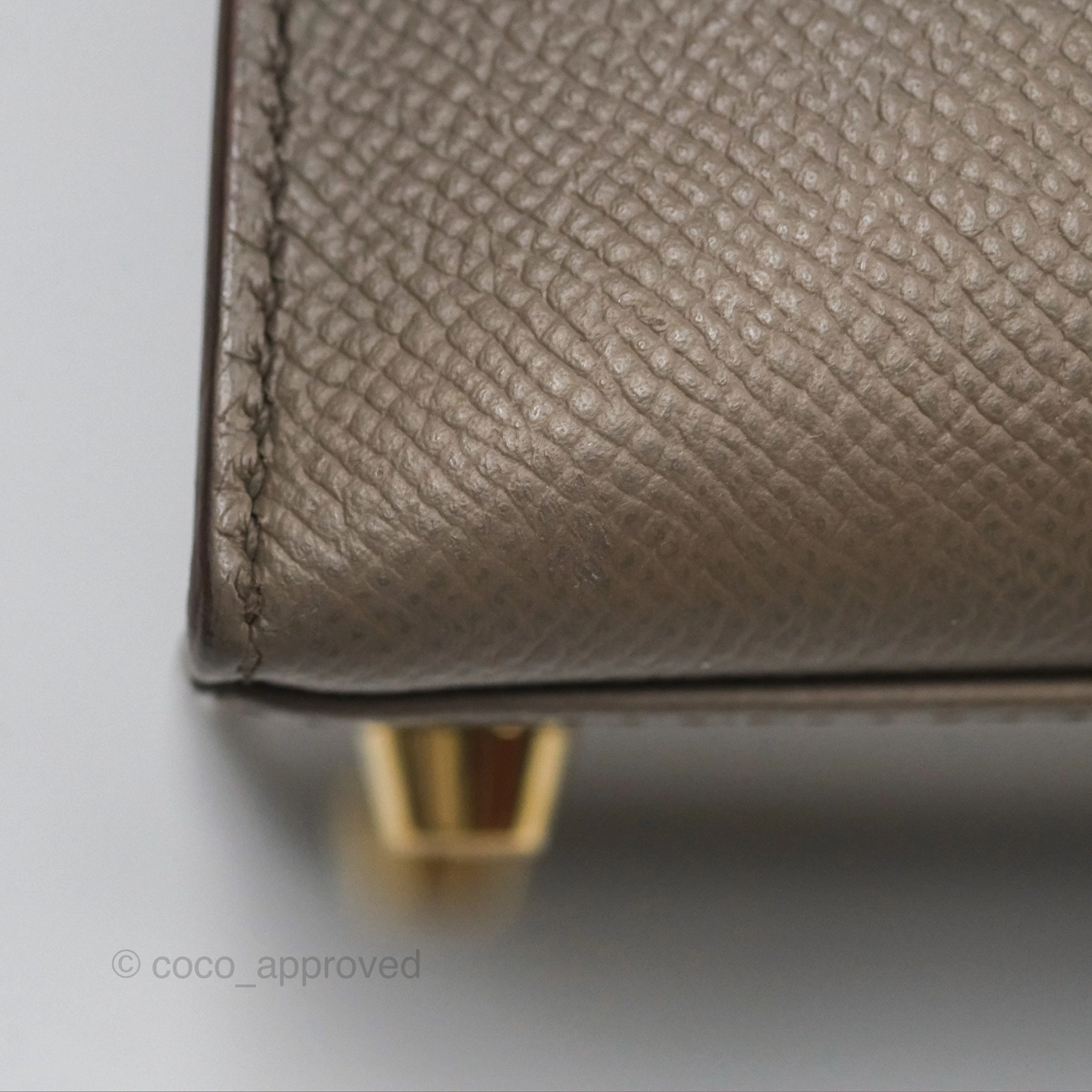 Herms Kelly Sellier 28 Gris Etain 8F Epsom Gold Hardware