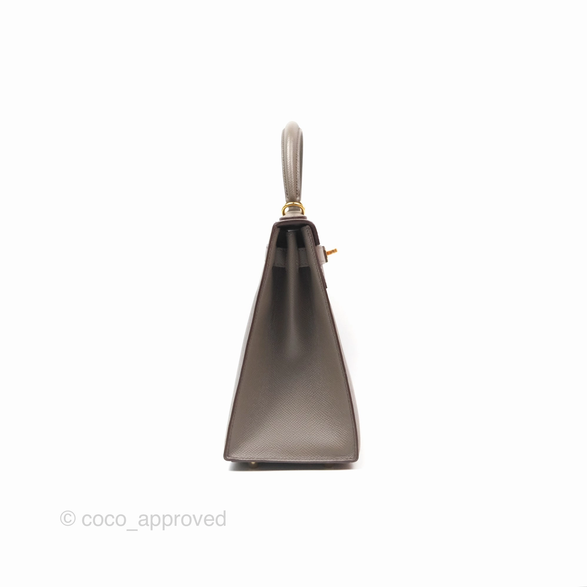 Herms Kelly Sellier 28 Gris Etain 8F Epsom Gold Hardware