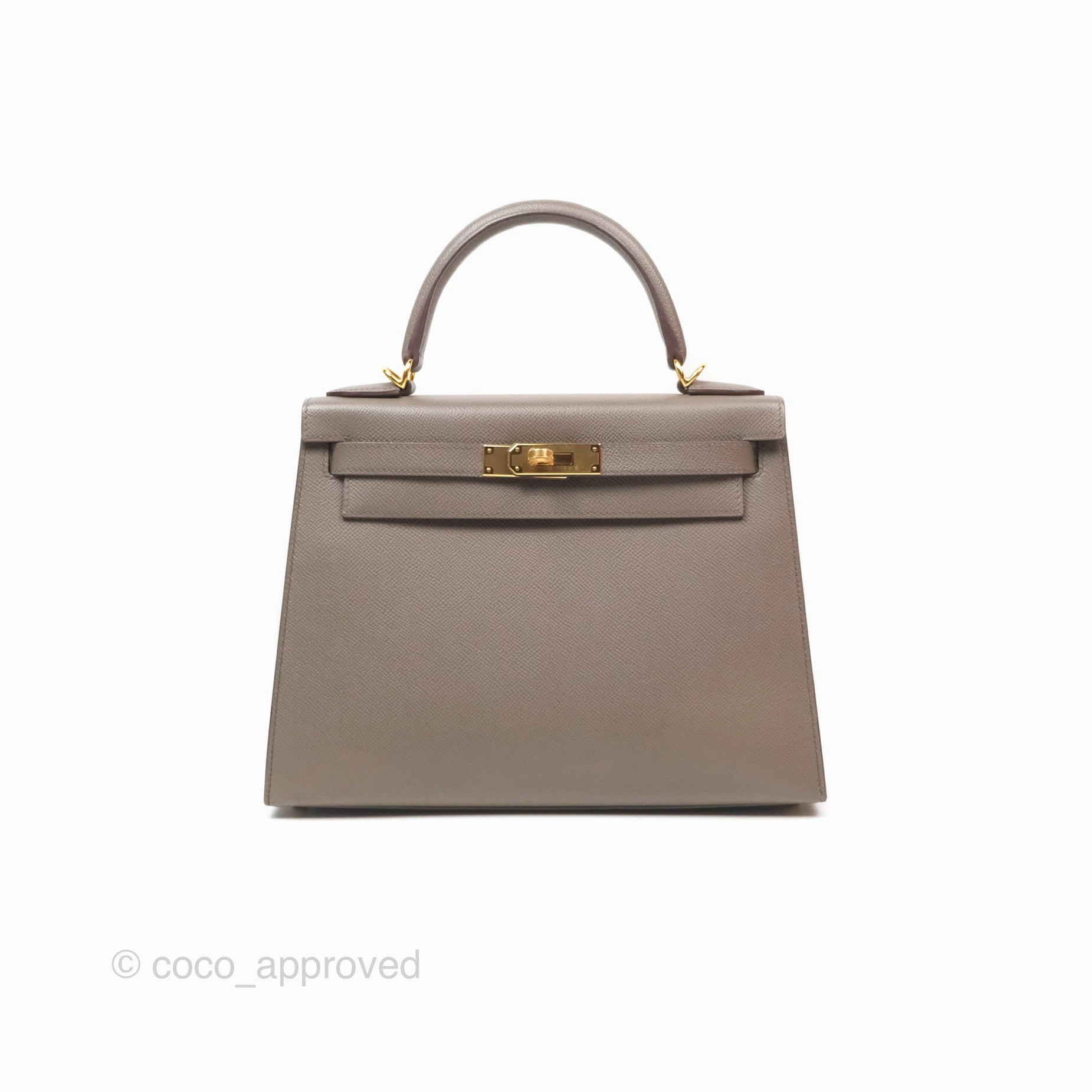 Herms Kelly Sellier 28 Gris Etain 8F Epsom Gold Hardware