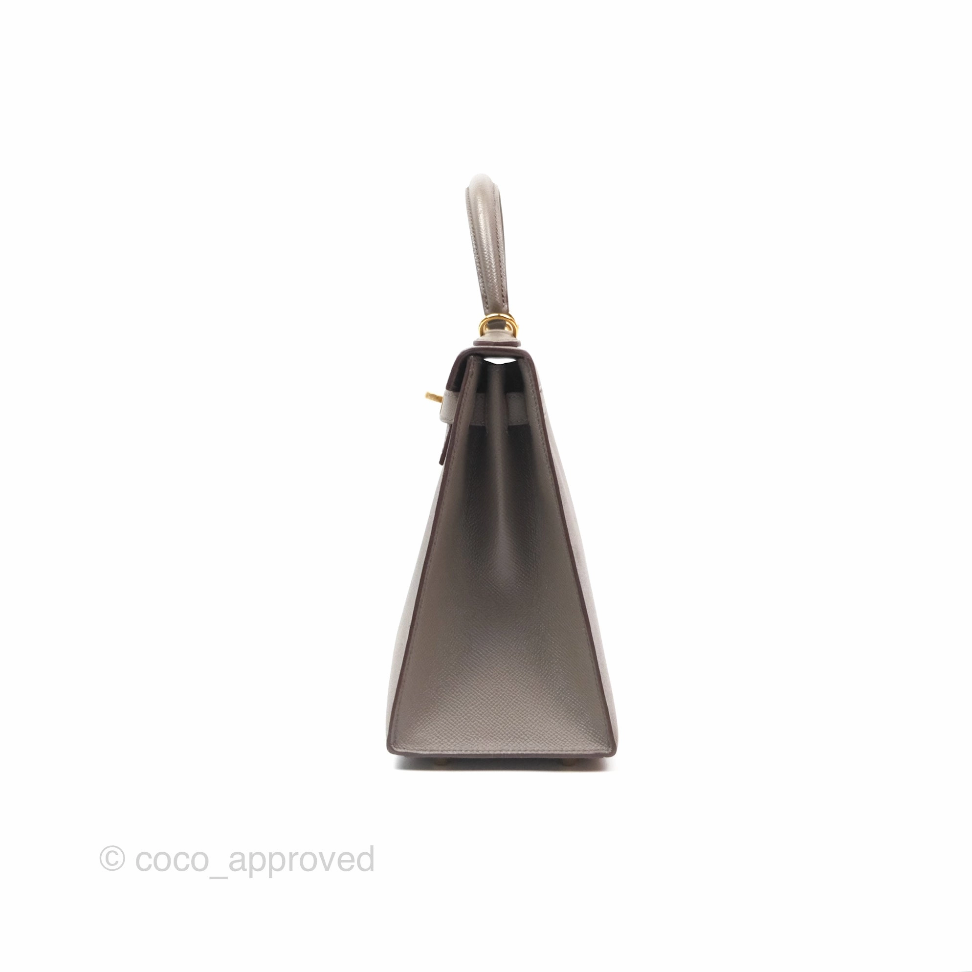 Herms Kelly Sellier 28 Gris Etain 8F Epsom Gold Hardware