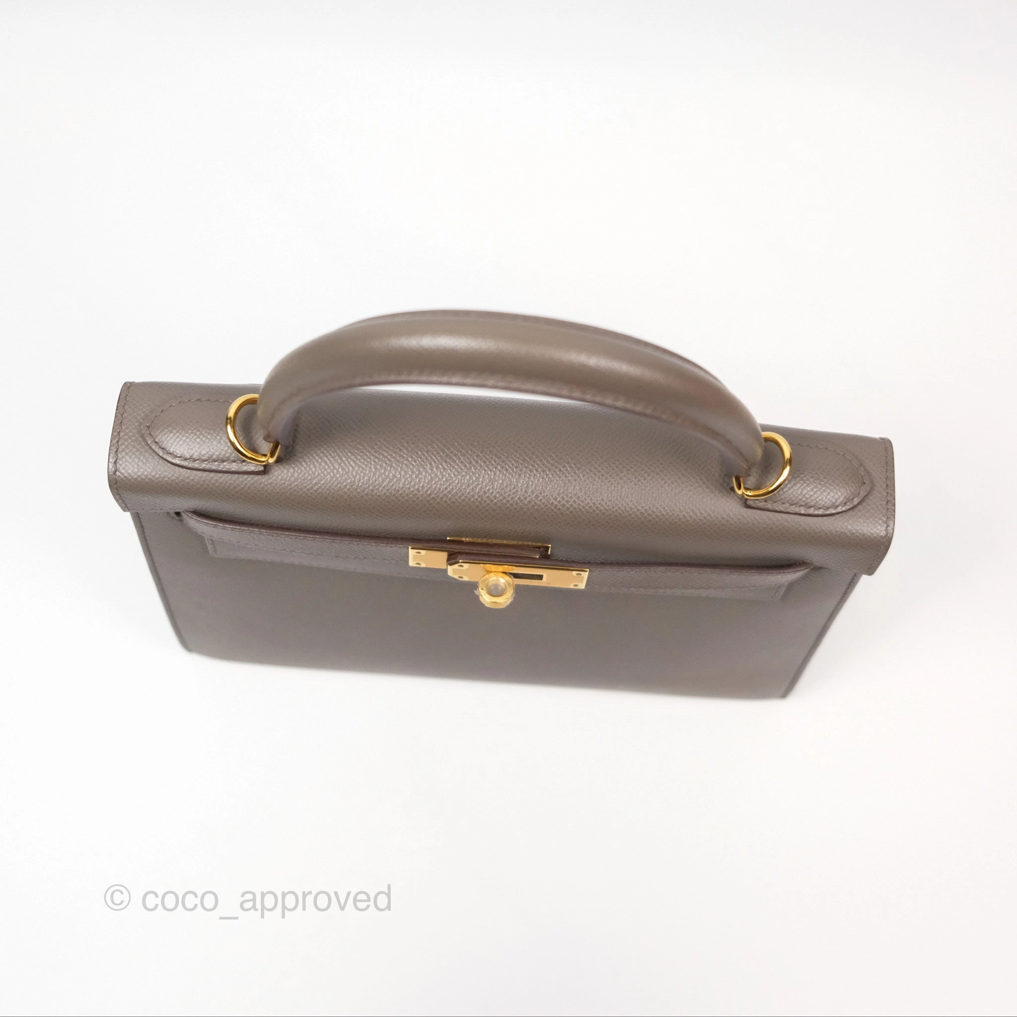Herms Kelly Sellier 28 Gris Etain 8F Epsom Gold Hardware