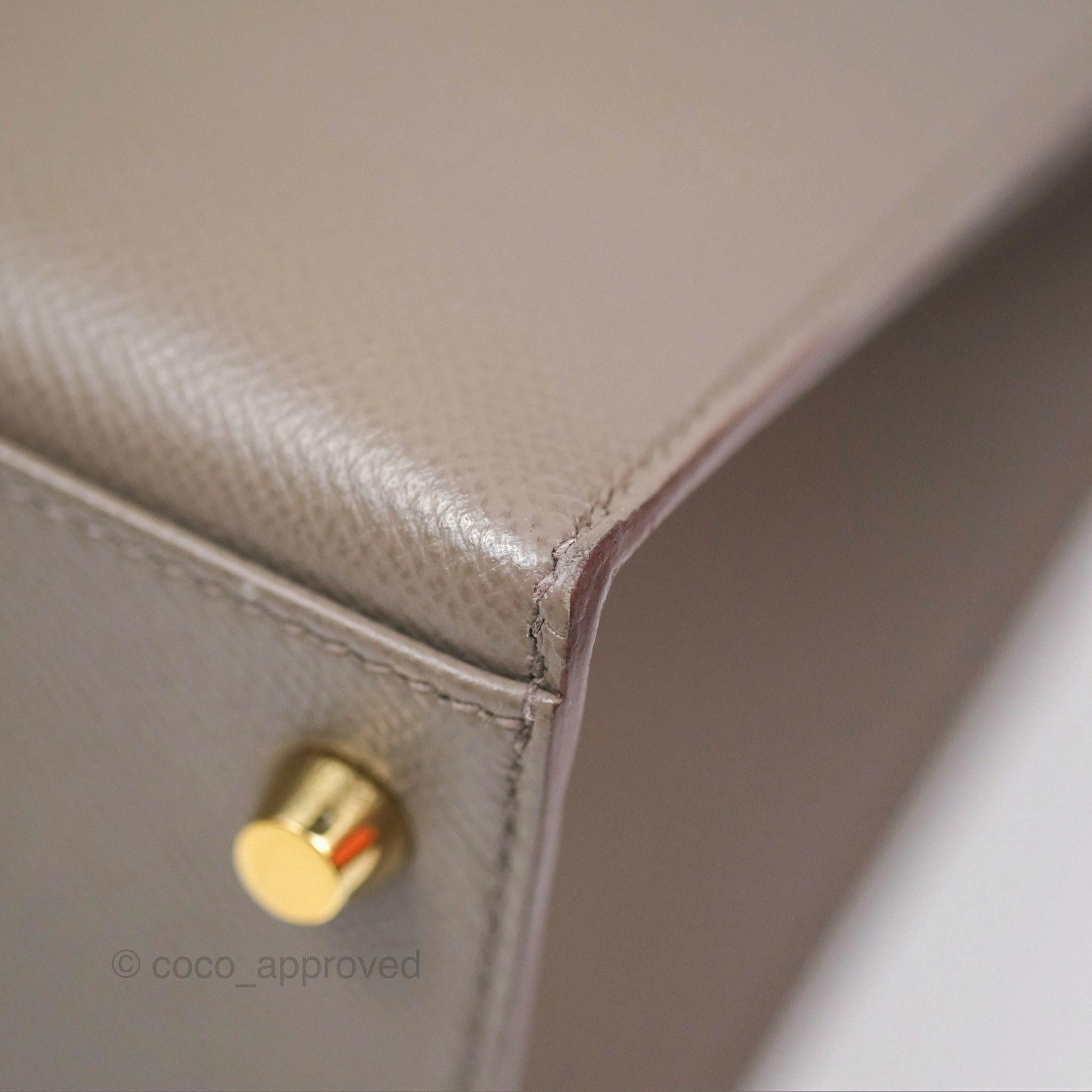 Herms Kelly Sellier 28 Gris Etain 8F Epsom Gold Hardware