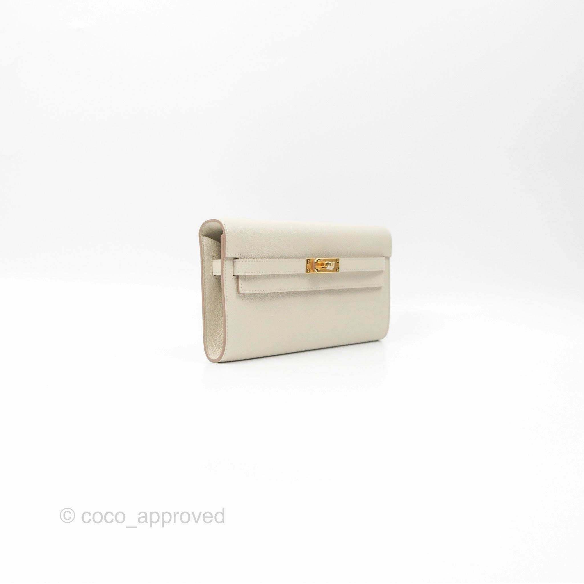 Herms Kelly To Go Wallet Beton Evercolor Gold Hardware