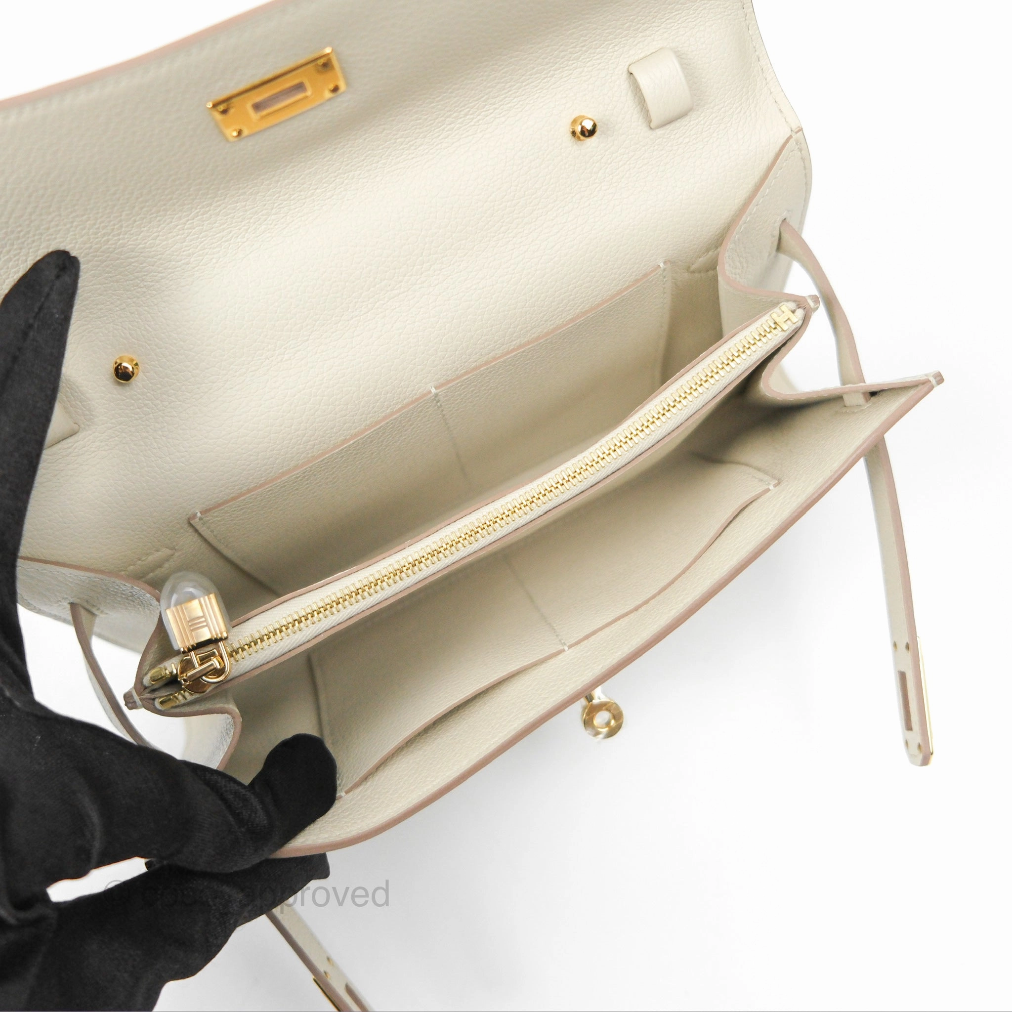 Herms Kelly To Go Wallet Beton Evercolor Gold Hardware