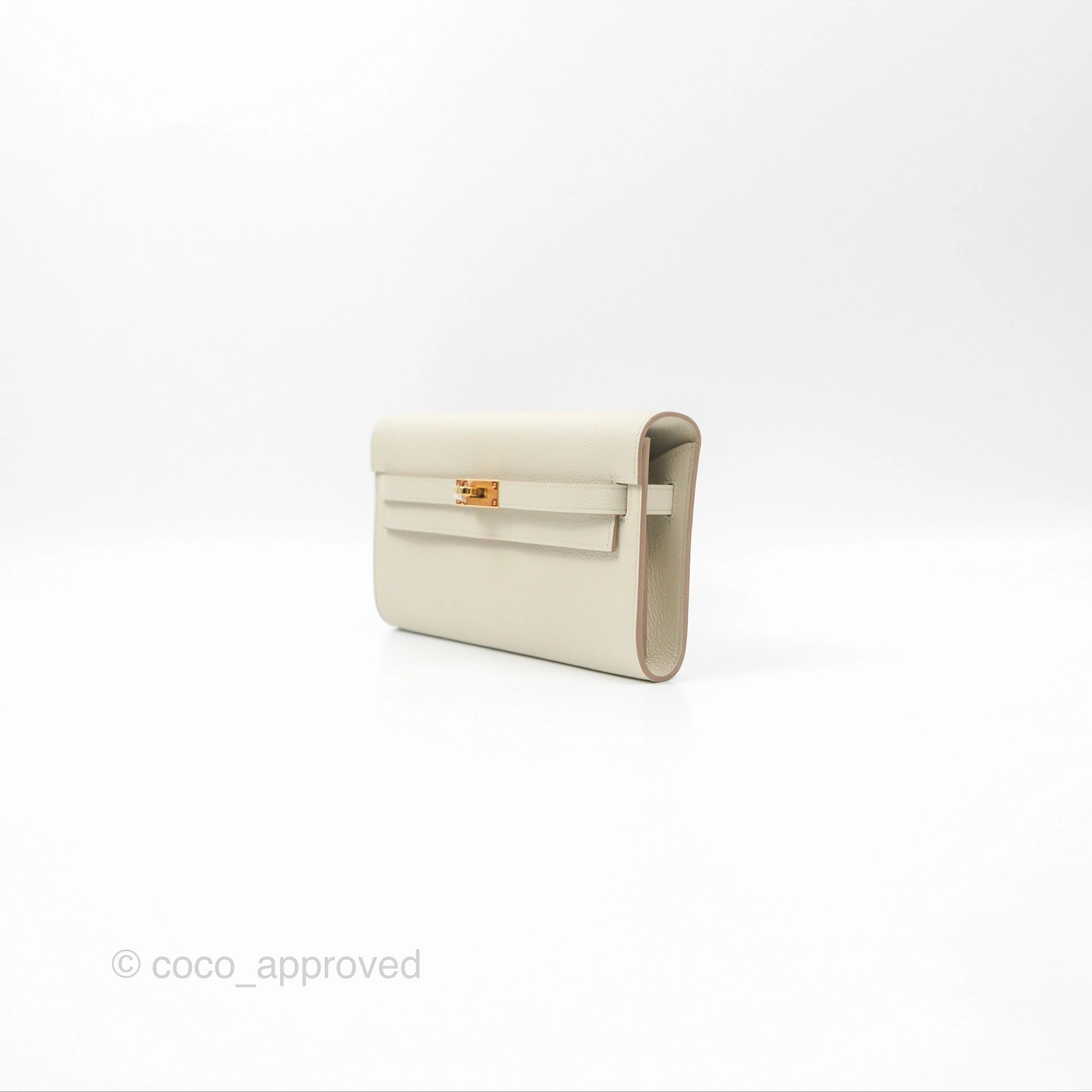 Herms Kelly To Go Wallet Beton Evercolor Gold Hardware