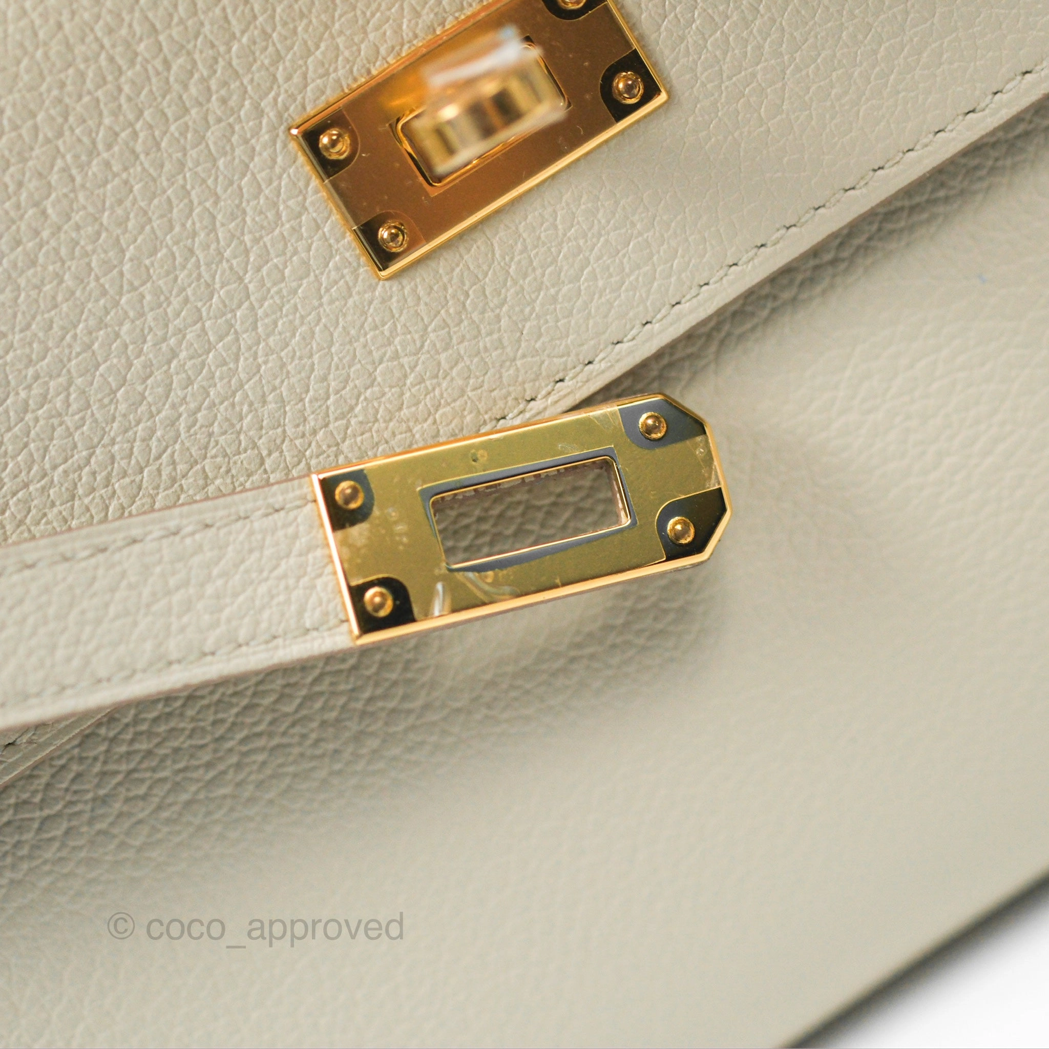 Herms Kelly To Go Wallet Beton Evercolor Gold Hardware
