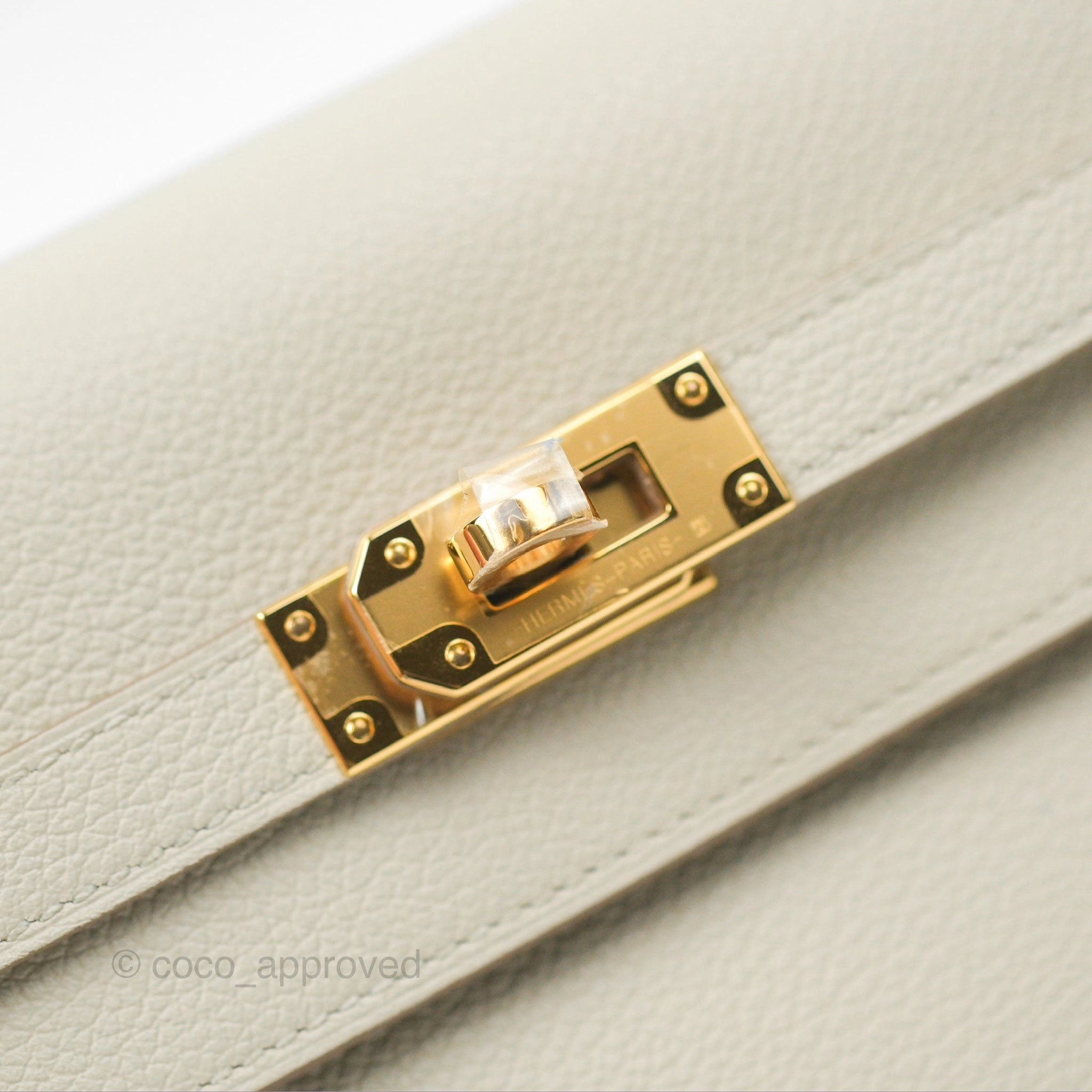 Herms Kelly To Go Wallet Beton Evercolor Gold Hardware