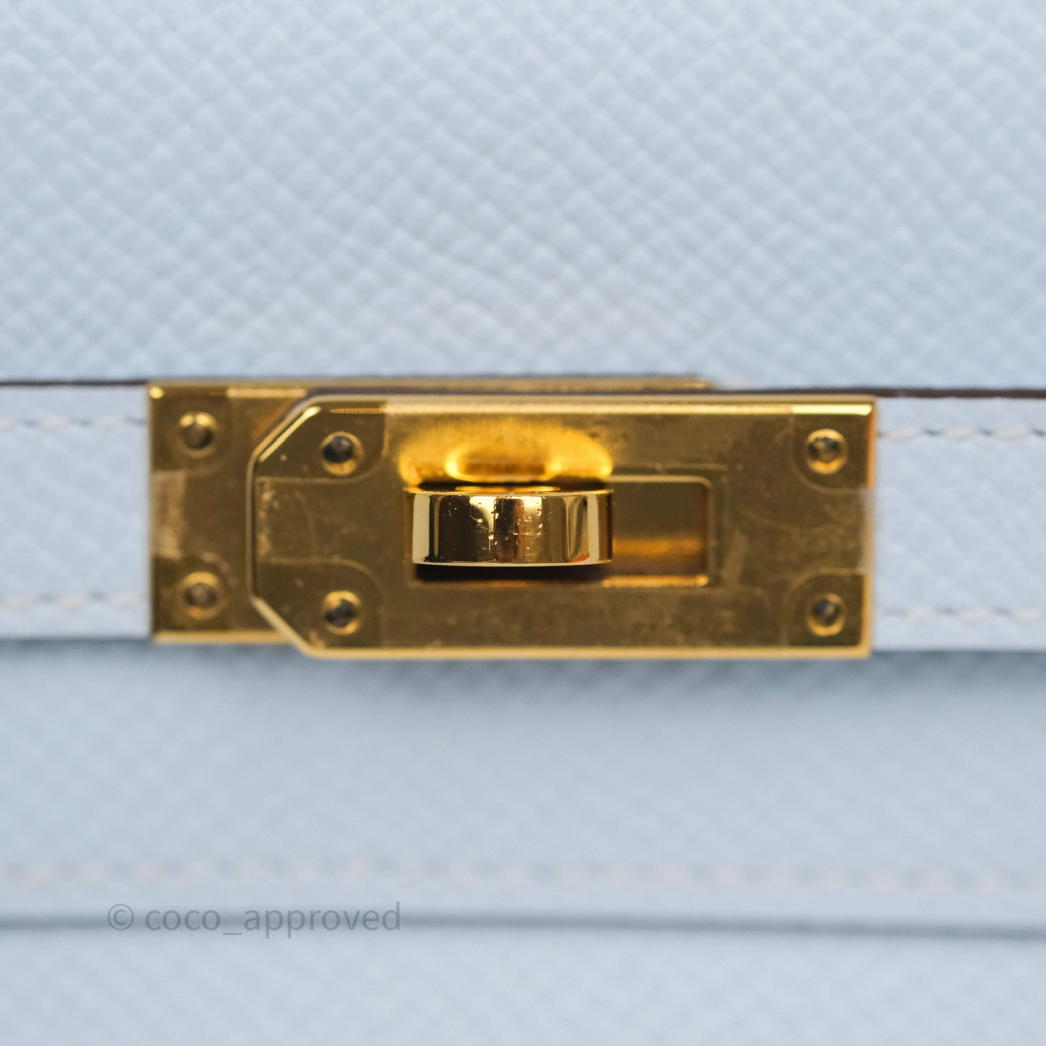 Herms Kelly To Go Wallet Bleu Brume T0 Epsom Gold Hardware