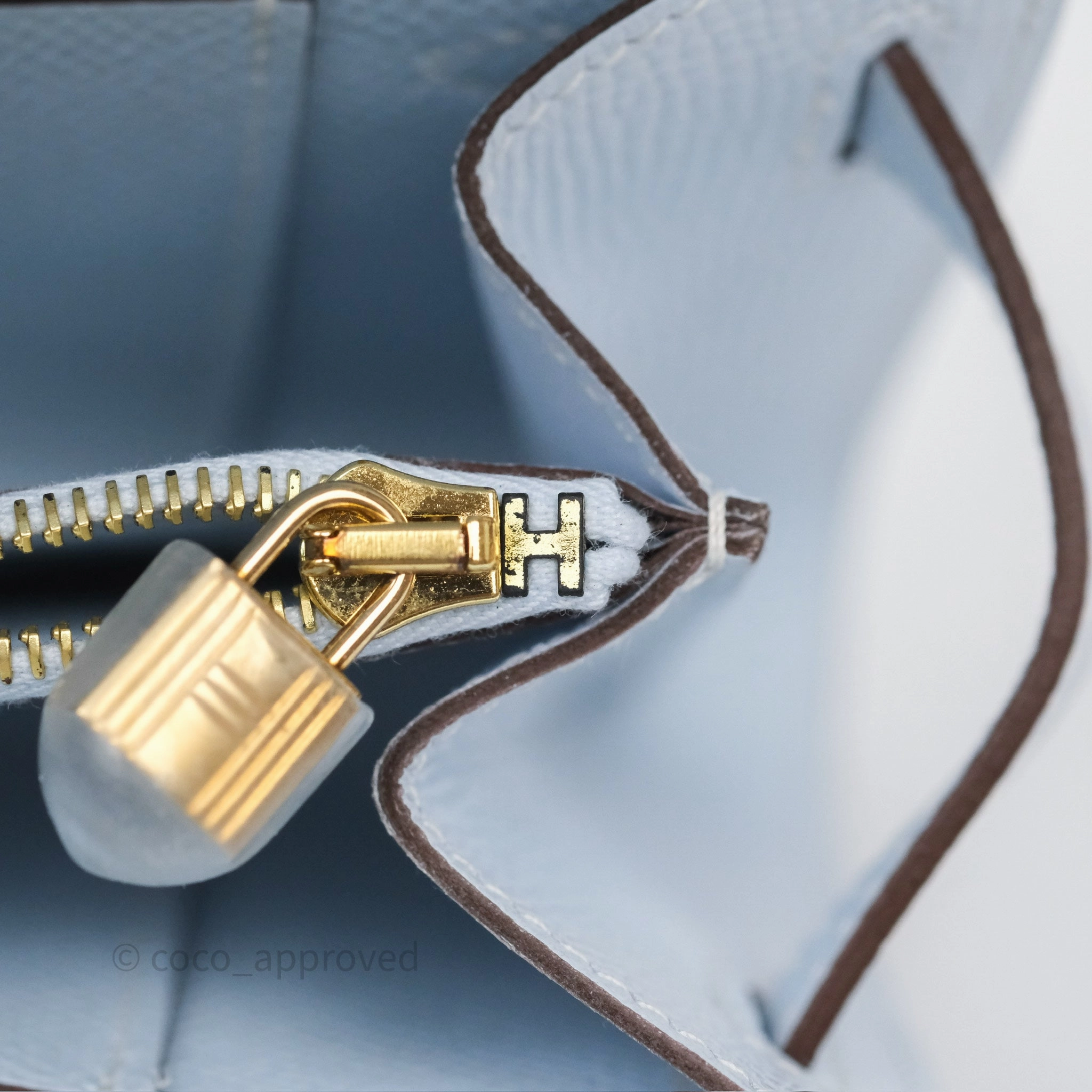 Herms Kelly To Go Wallet Bleu Brume T0 Epsom Gold Hardware