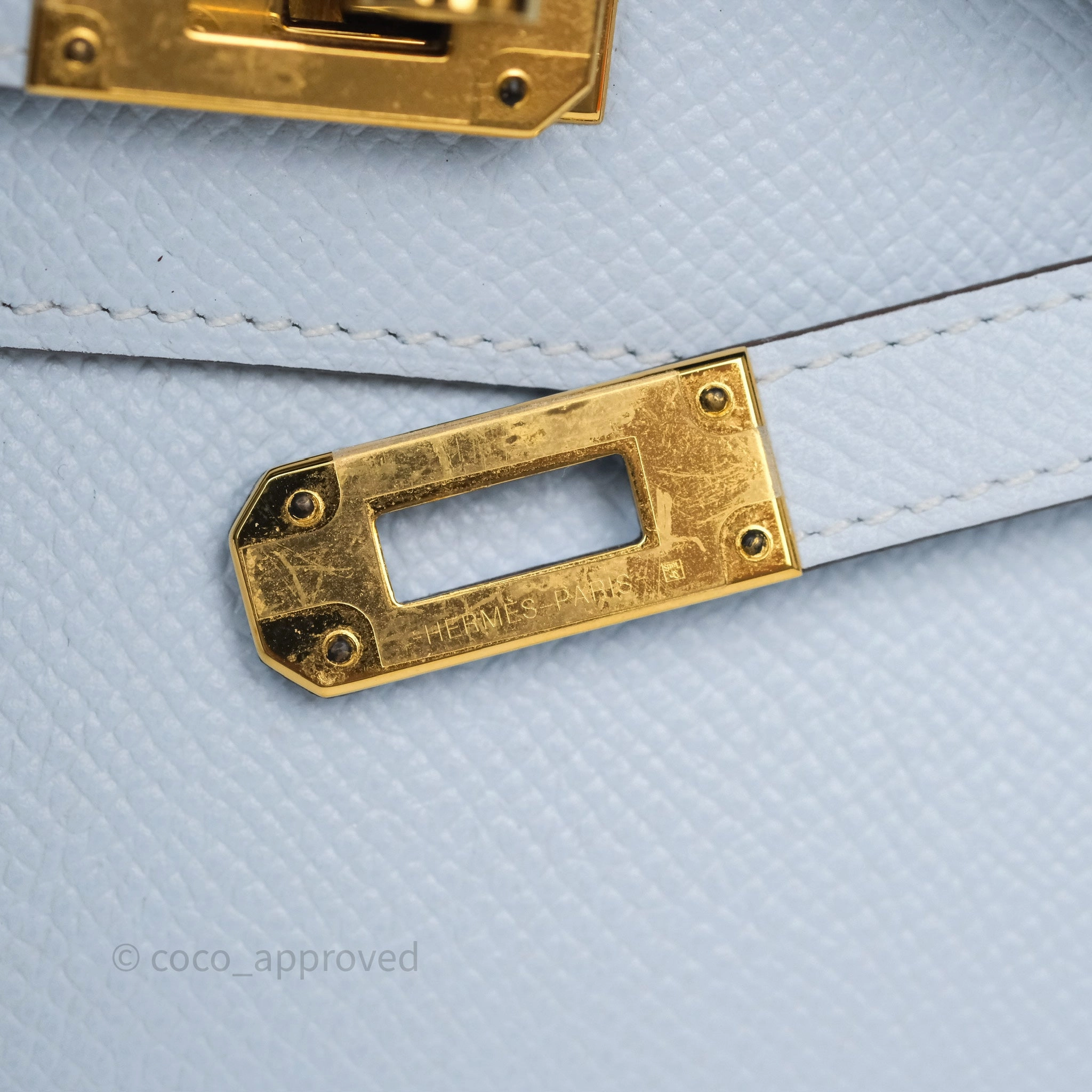 Herms Kelly To Go Wallet Bleu Brume T0 Epsom Gold Hardware