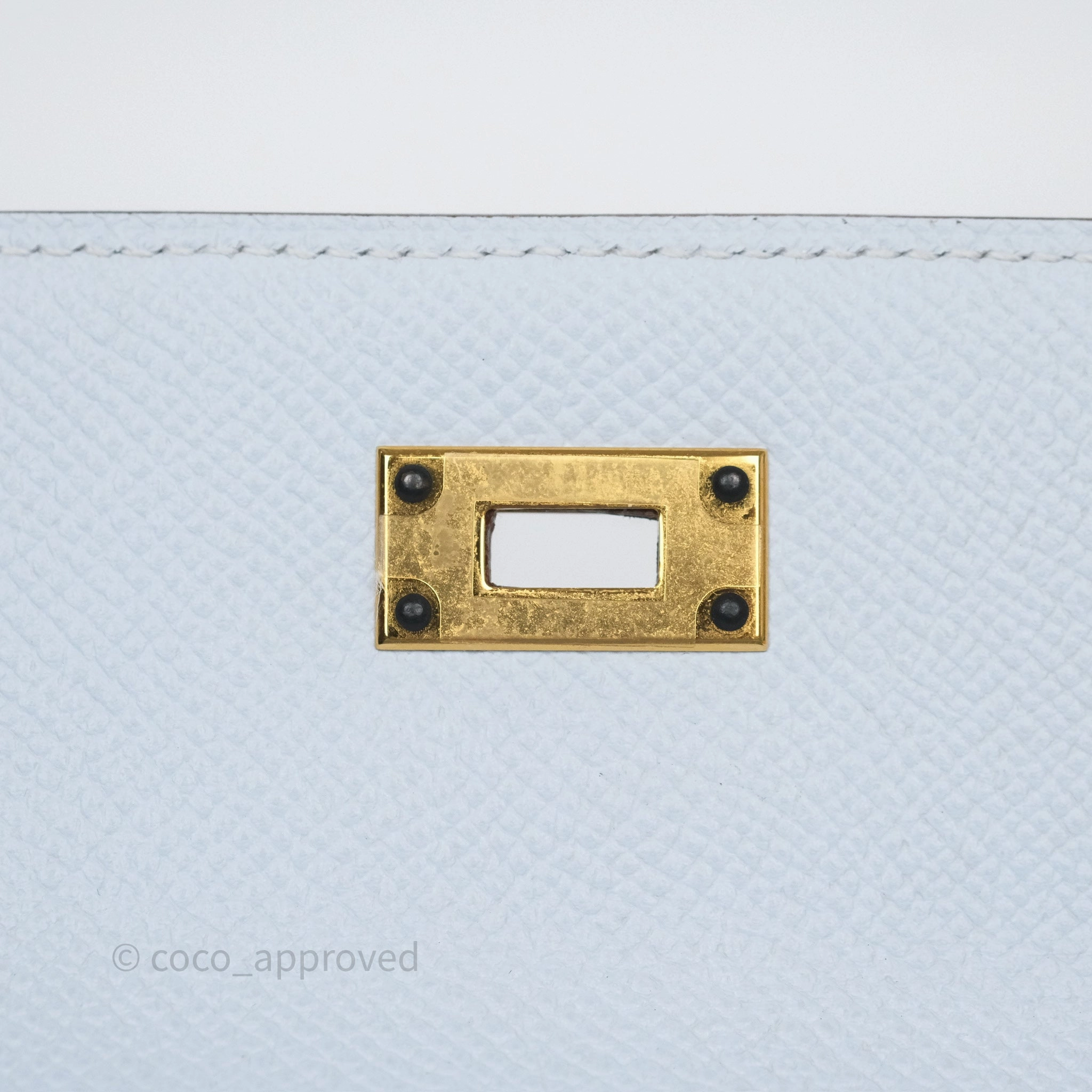 Herms Kelly To Go Wallet Bleu Brume T0 Epsom Gold Hardware