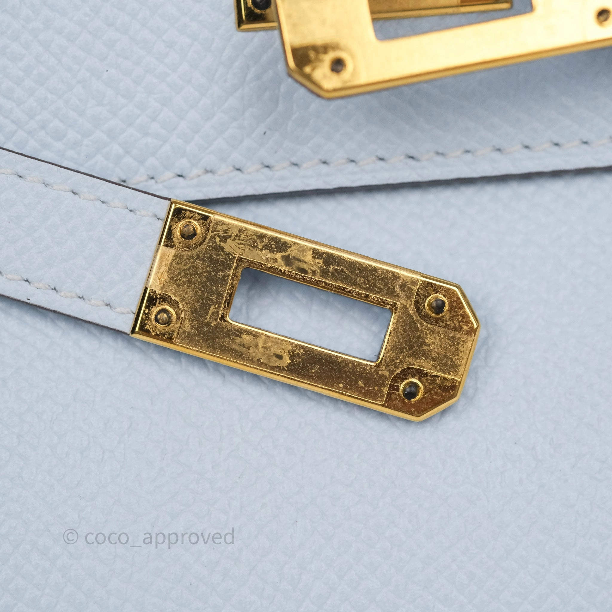Herms Kelly To Go Wallet Bleu Brume T0 Epsom Gold Hardware
