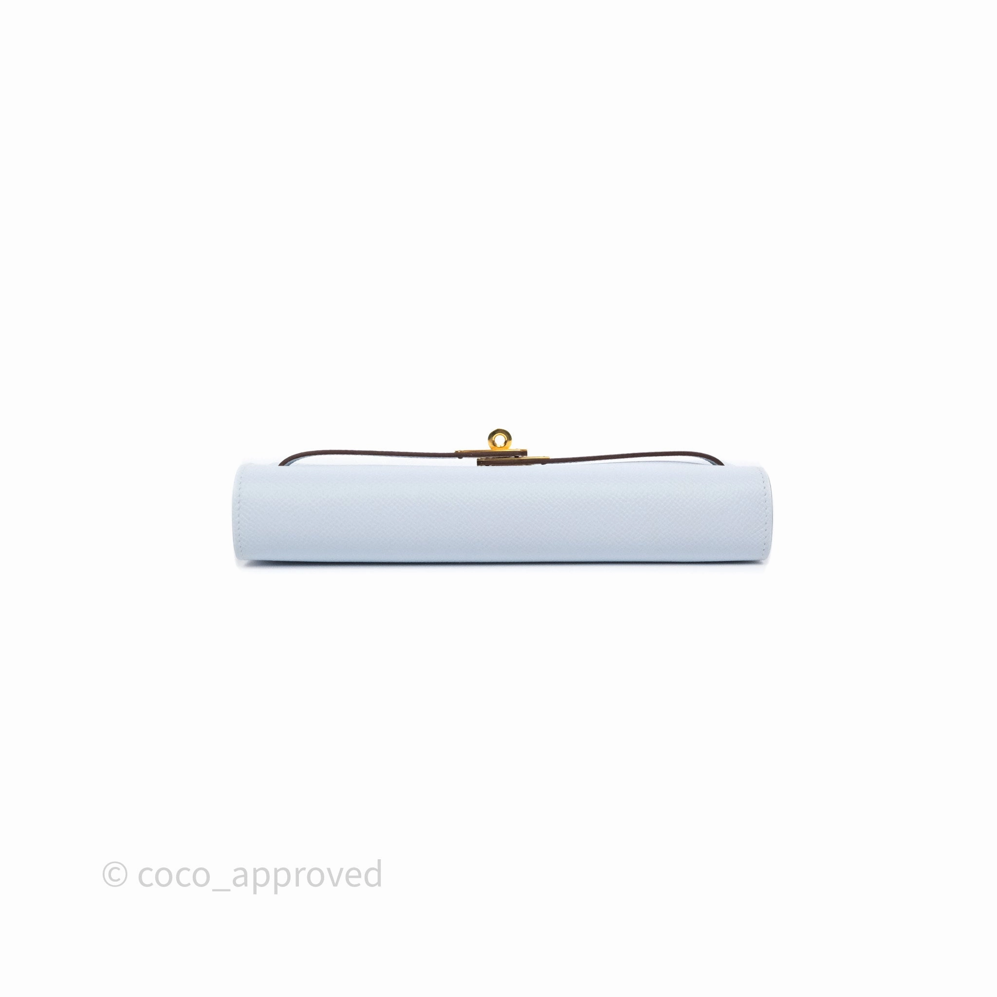 Herms Kelly To Go Wallet Bleu Brume T0 Epsom Gold Hardware