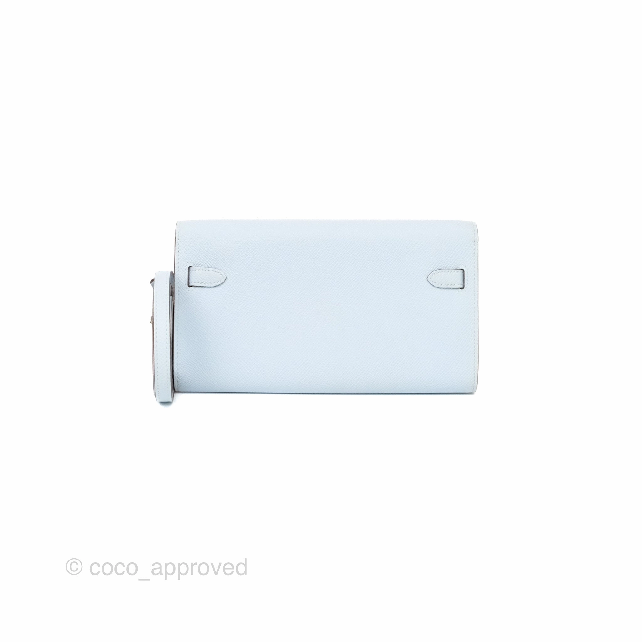 Herms Kelly To Go Wallet Bleu Brume T0 Epsom Palladium Hardware