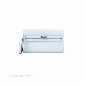 Herms Kelly To Go Wallet Bleu Brume T0 Epsom Palladium Hardware
