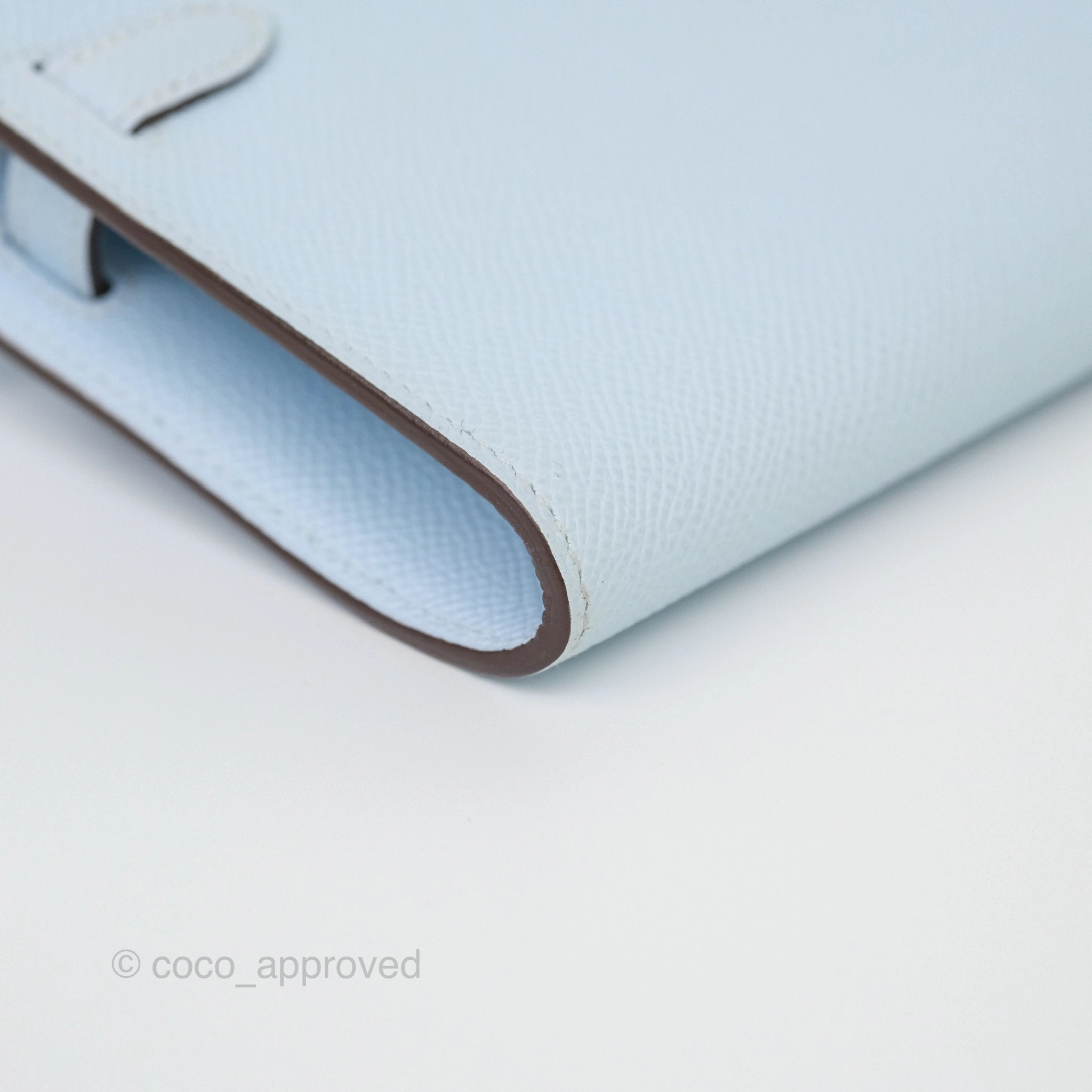 Herms Kelly To Go Wallet Bleu Brume T0 Epsom Palladium Hardware