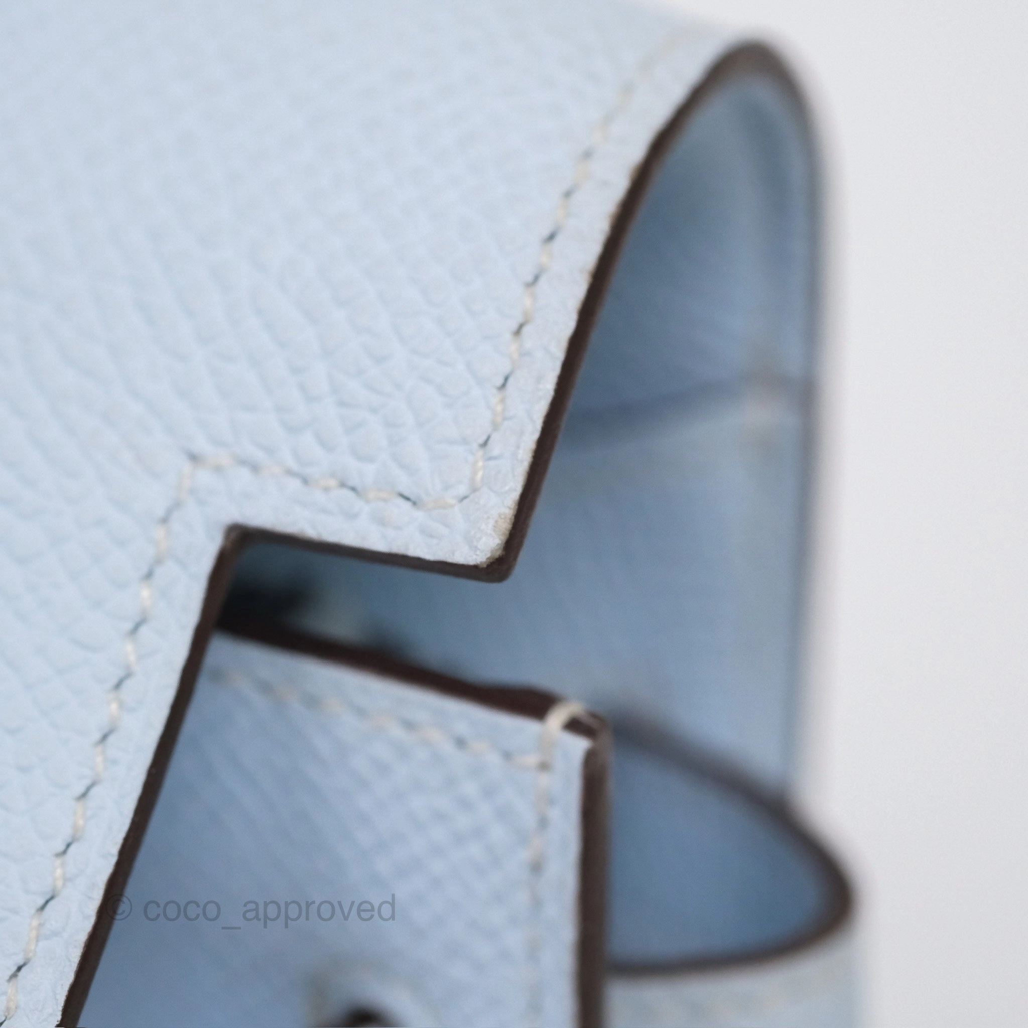 Herms Kelly To Go Wallet Bleu Brume T0 Epsom Palladium Hardware