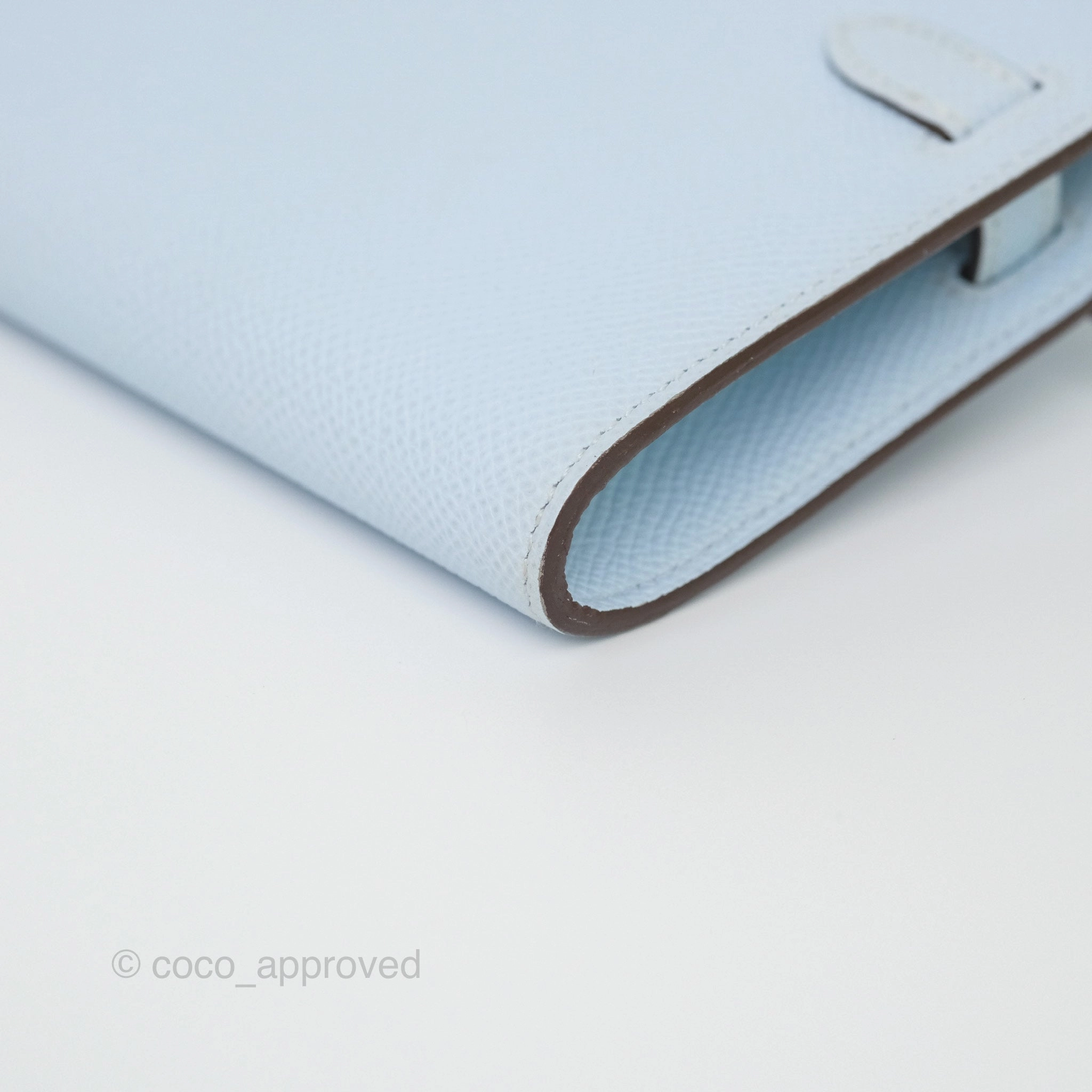 Herms Kelly To Go Wallet Bleu Brume T0 Epsom Palladium Hardware