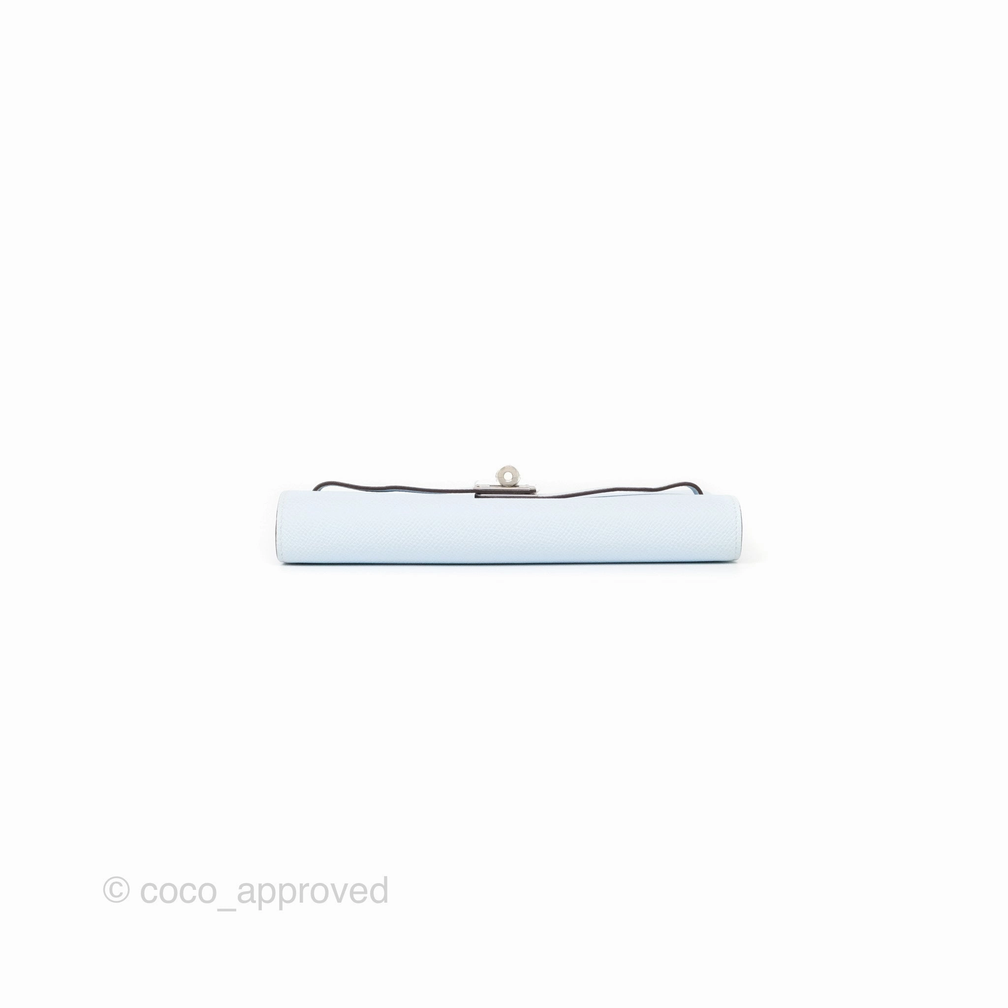 Herms Kelly To Go Wallet Bleu Brume T0 Epsom Palladium Hardware