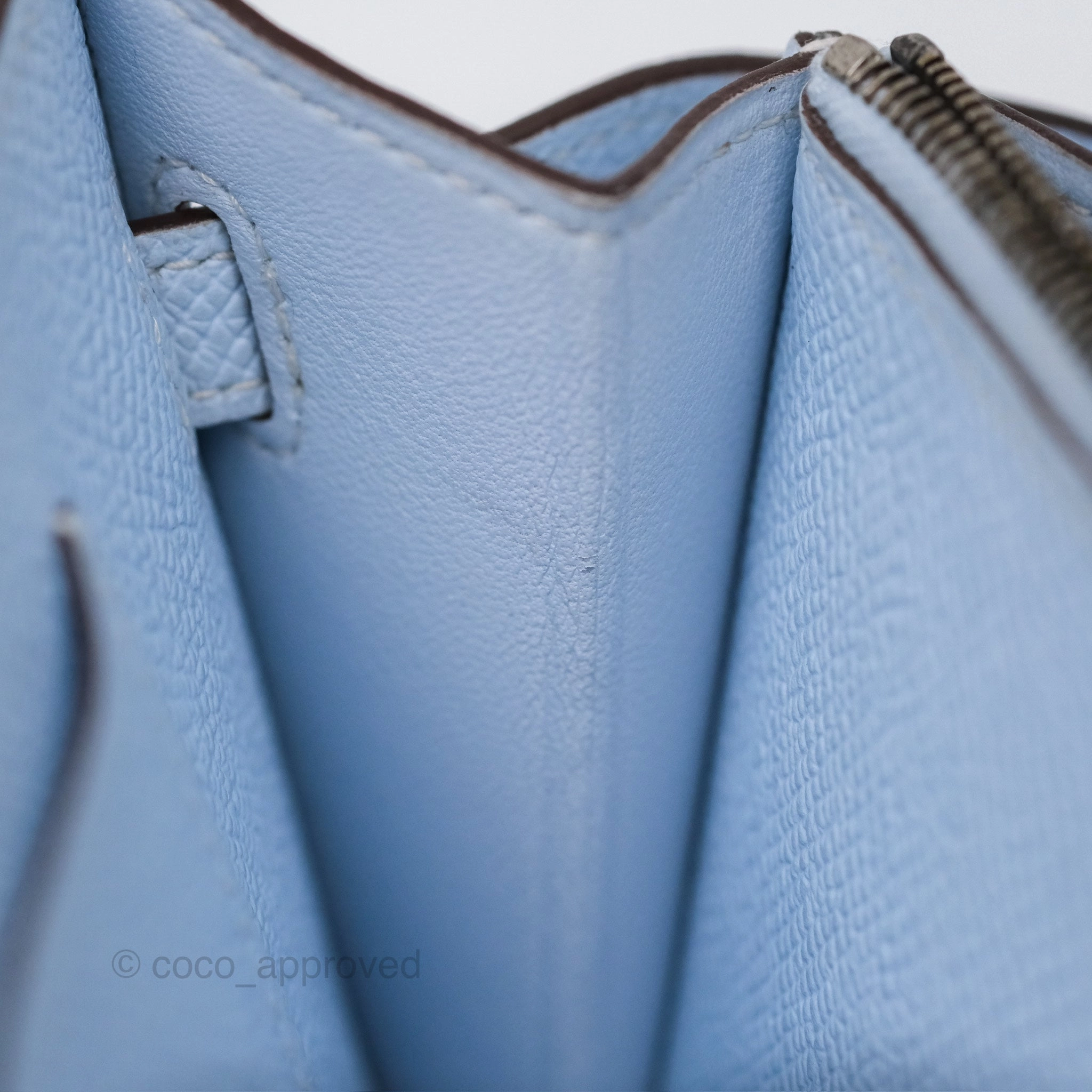Herms Kelly To Go Wallet Bleu Brume T0 Epsom Palladium Hardware