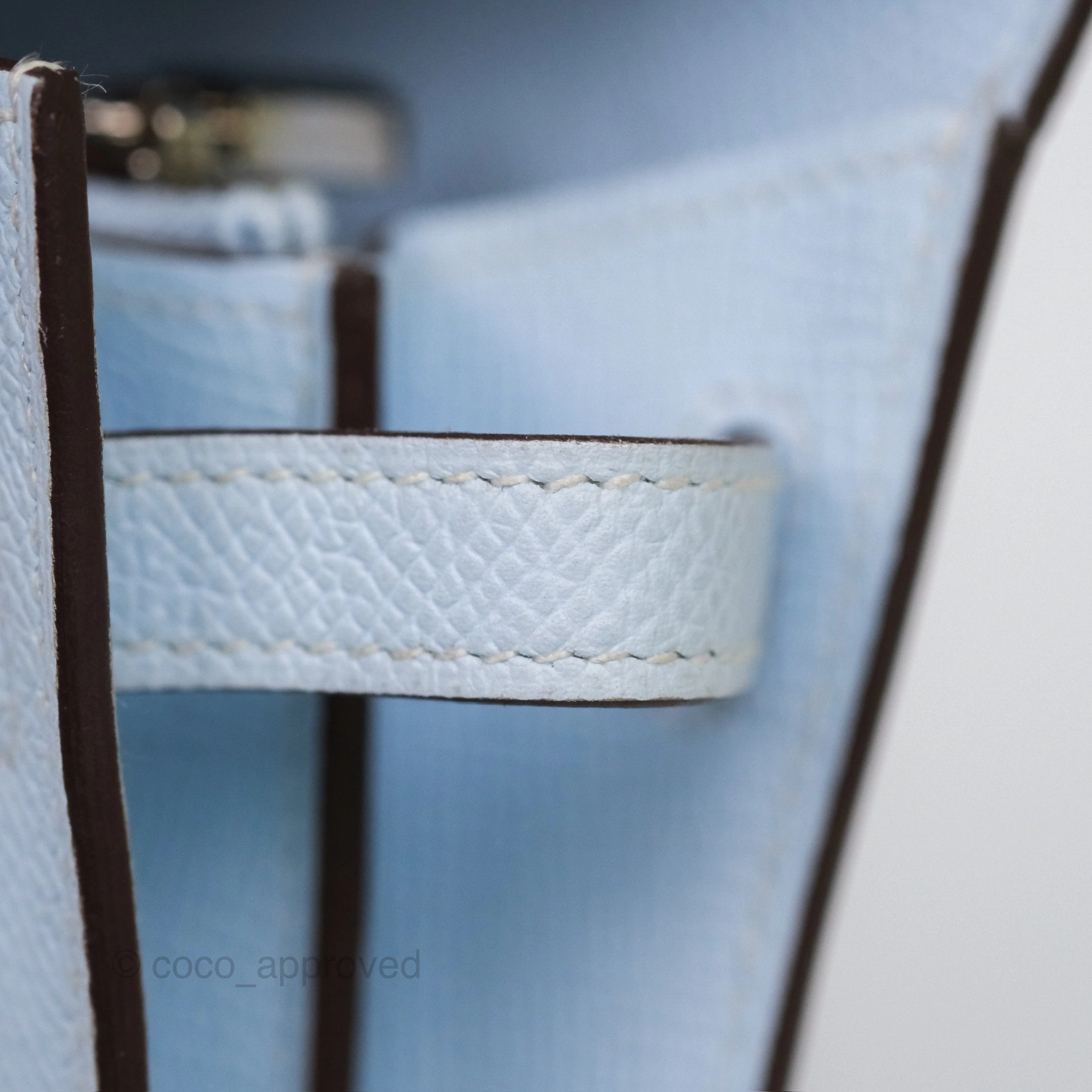 Herms Kelly To Go Wallet Bleu Brume T0 Epsom Palladium Hardware