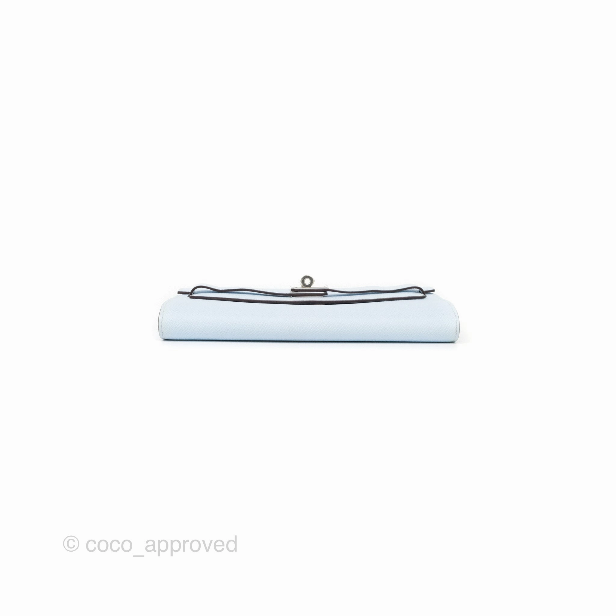 Herms Kelly To Go Wallet Bleu Brume T0 Epsom Palladium Hardware