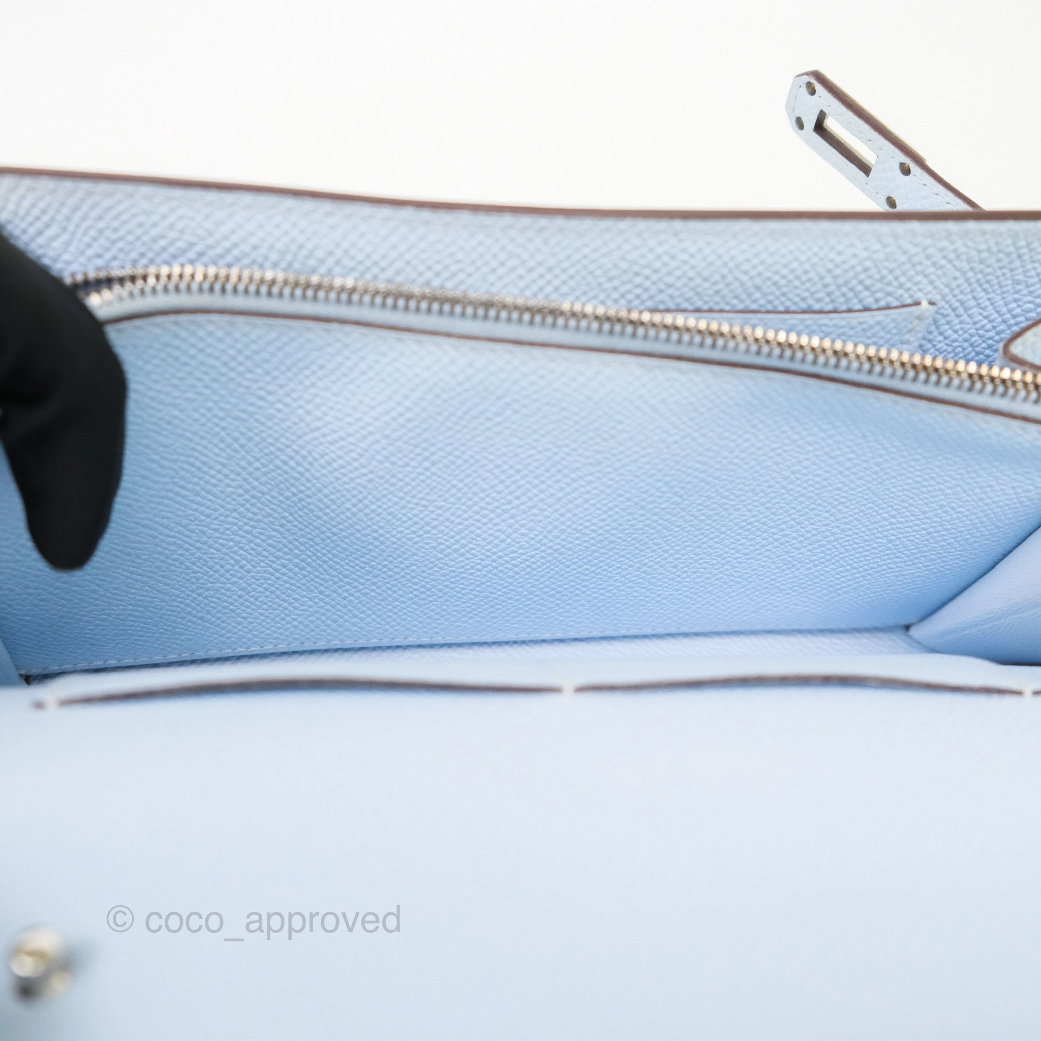 Herms Kelly To Go Wallet Bleu Brume T0 Epsom Palladium Hardware