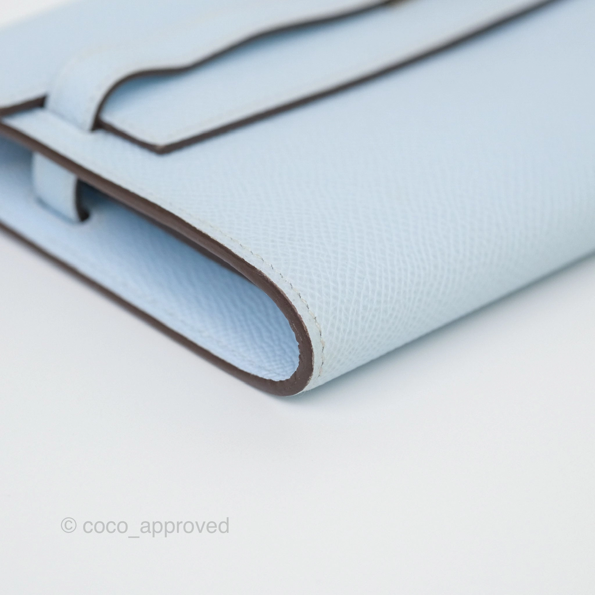 Herms Kelly To Go Wallet Bleu Brume T0 Epsom Palladium Hardware