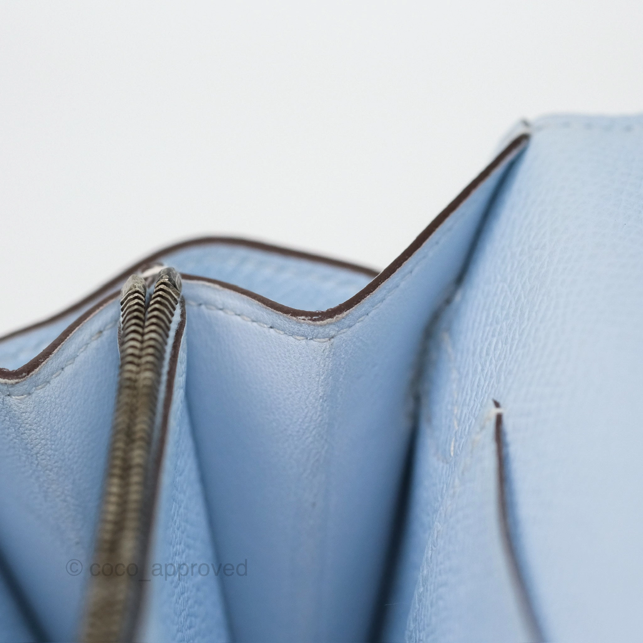 Herms Kelly To Go Wallet Bleu Brume T0 Epsom Palladium Hardware