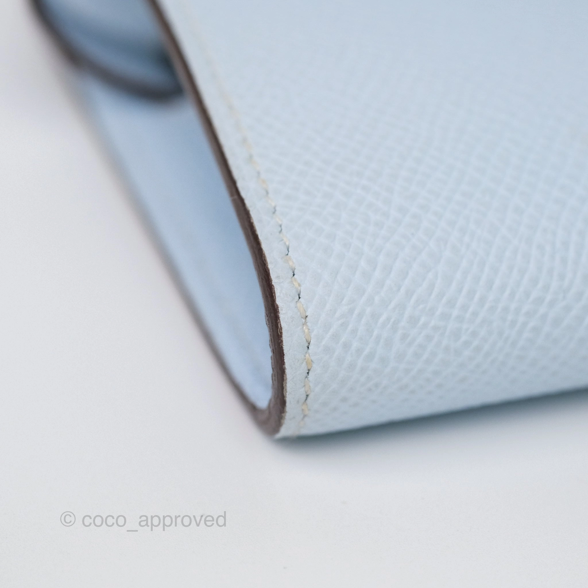 Herms Kelly To Go Wallet Bleu Brume T0 Epsom Palladium Hardware
